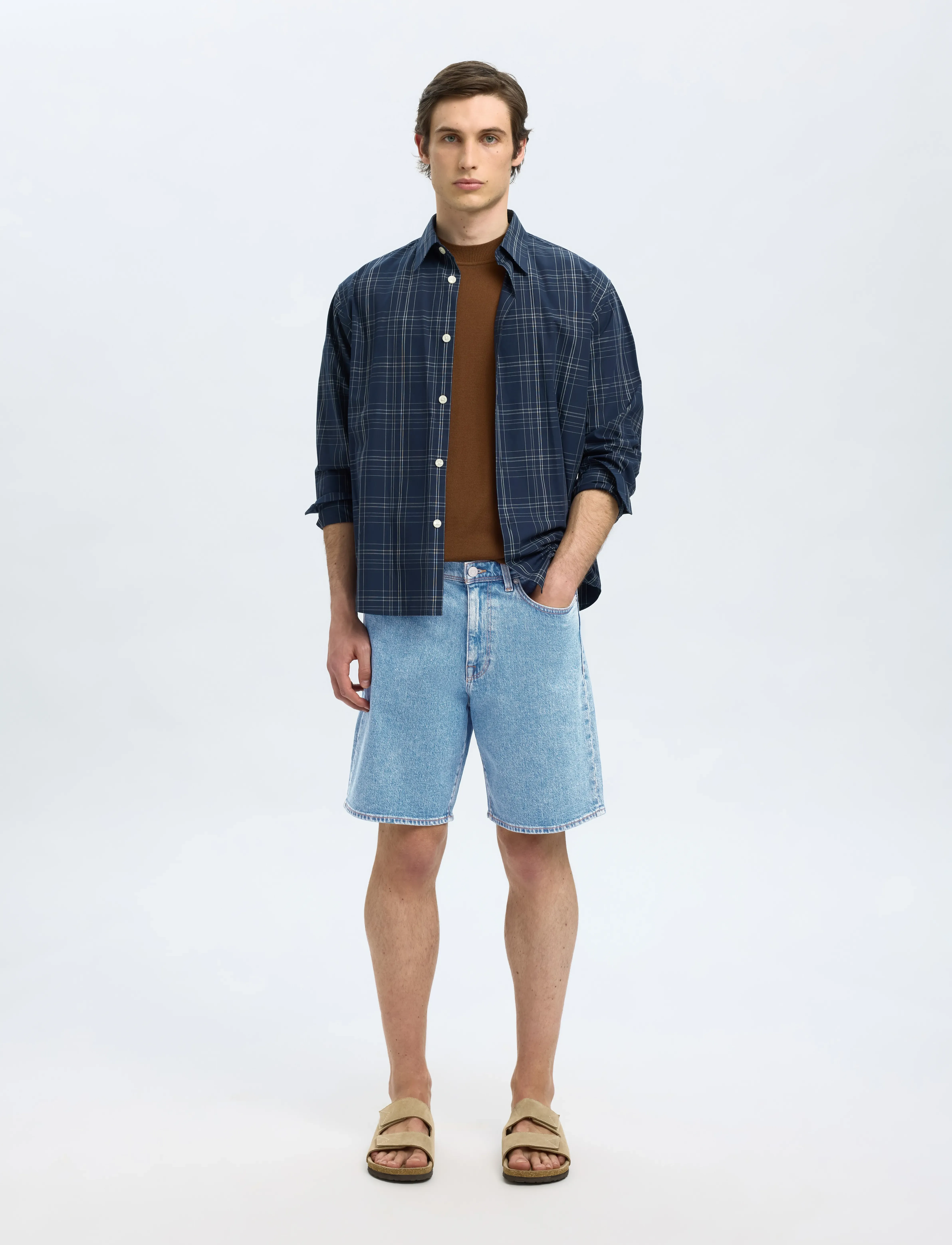 Selected - SLHREG ALEX LIGHT BLUE DENIM SHORTS - farkkushortsit - light blue denim - 5