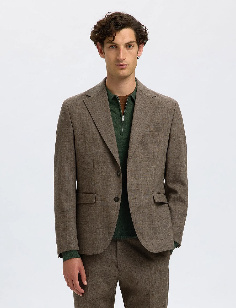 Selected - SLHREG-RUSSEL WOOL BLZ - Üherealised pintsakud - light brown melange - 0