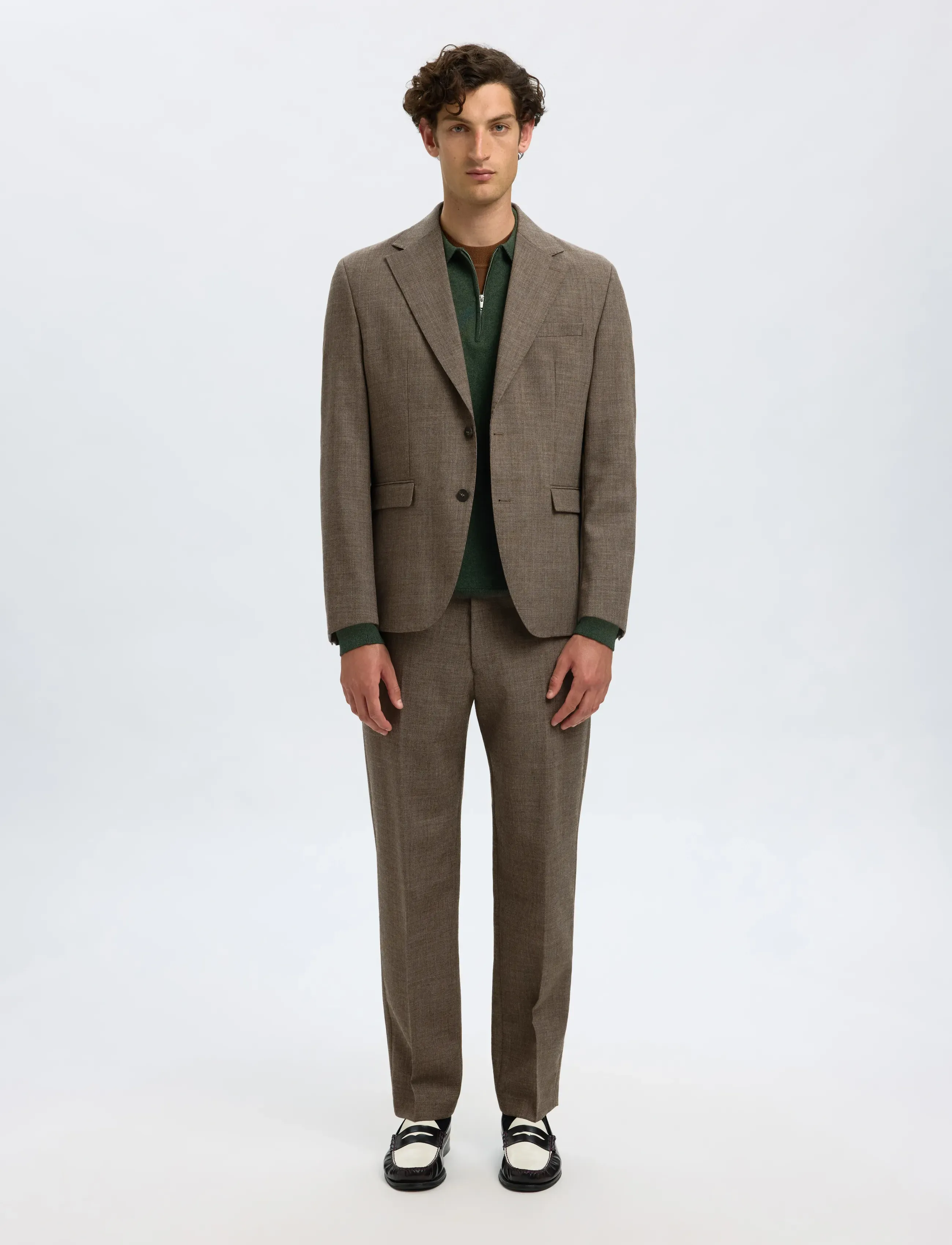 Selected - SLHREG-RUSSEL WOOL BLZ - single breasted blazers - light brown melange - 3