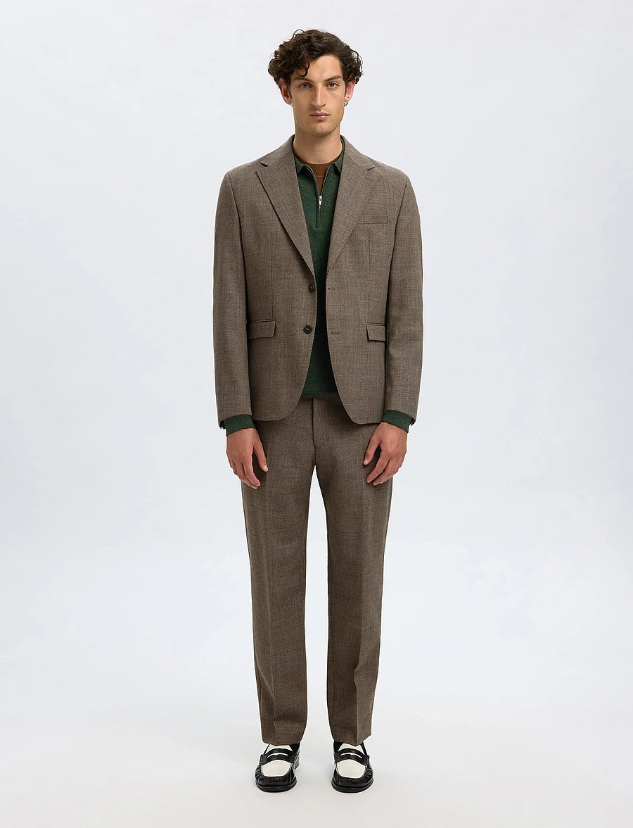 Selected - SLHREG-RUSSEL WOOL BLZ - Üherealised pintsakud - light brown melange - 3