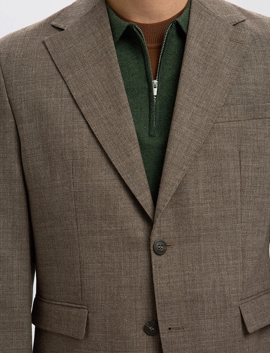 Selected - SLHREG-RUSSEL WOOL BLZ - Üherealised pintsakud - light brown melange - 4