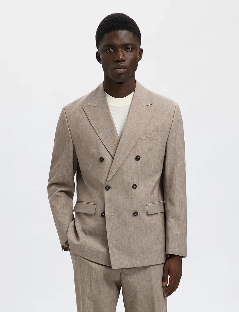 Selected - SLHREG-TYLER WOOL BLEND DB BLZ - zweireiher - oatmeal - 0