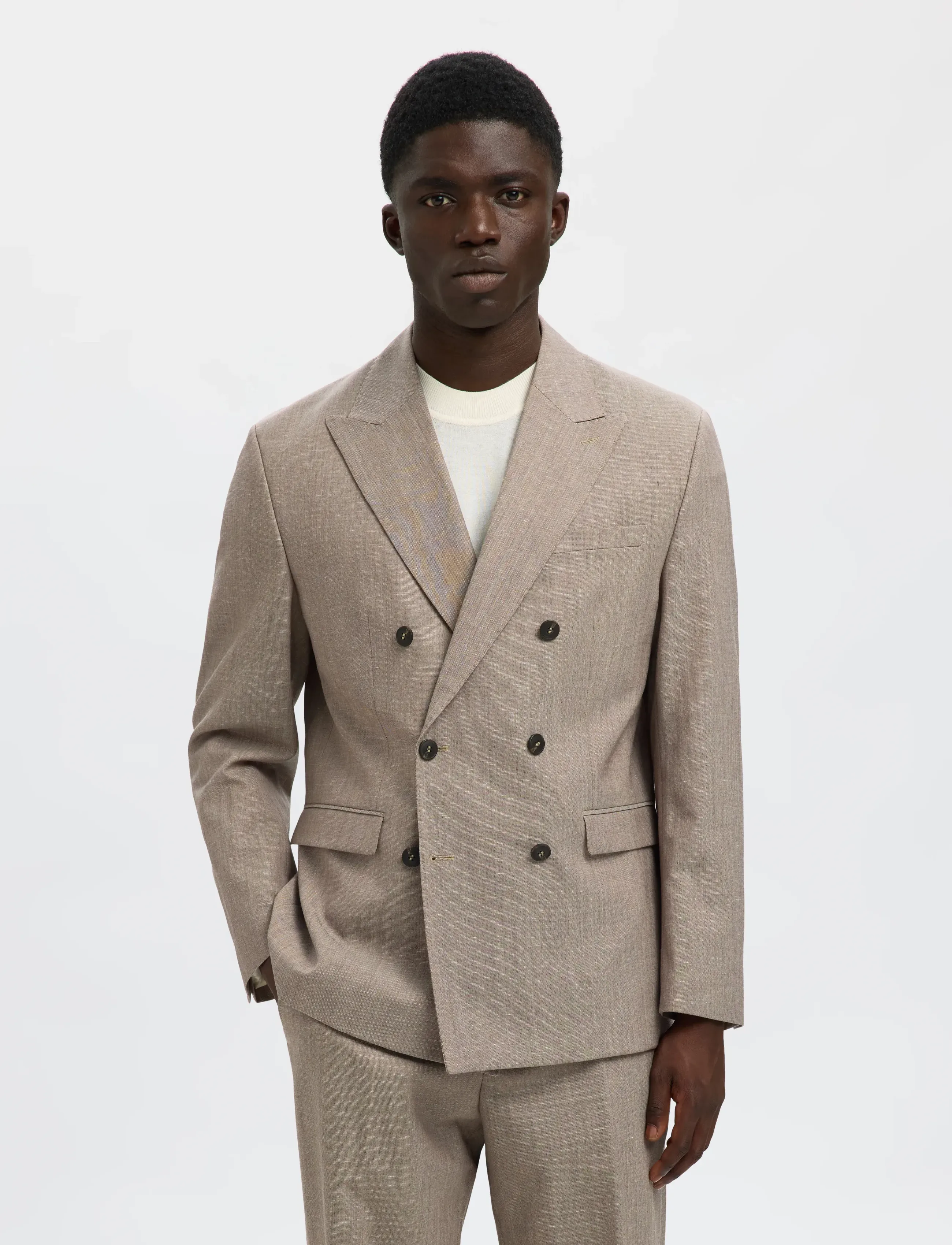 Selected SLHREG-TYLER WOOL BLEND DB BLZ - Kollektionen - OATMEAL / beige