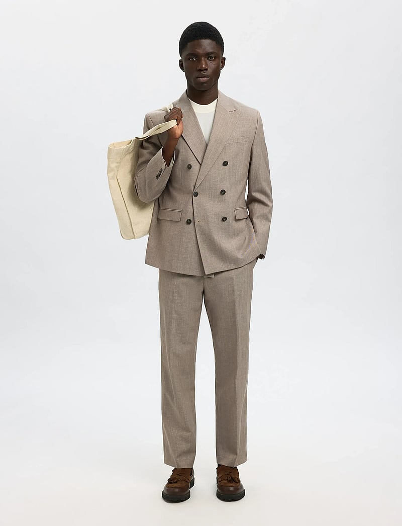 Selected - SLHREG-TYLER WOOL BLEND DB BLZ - zweireiher - oatmeal - 3