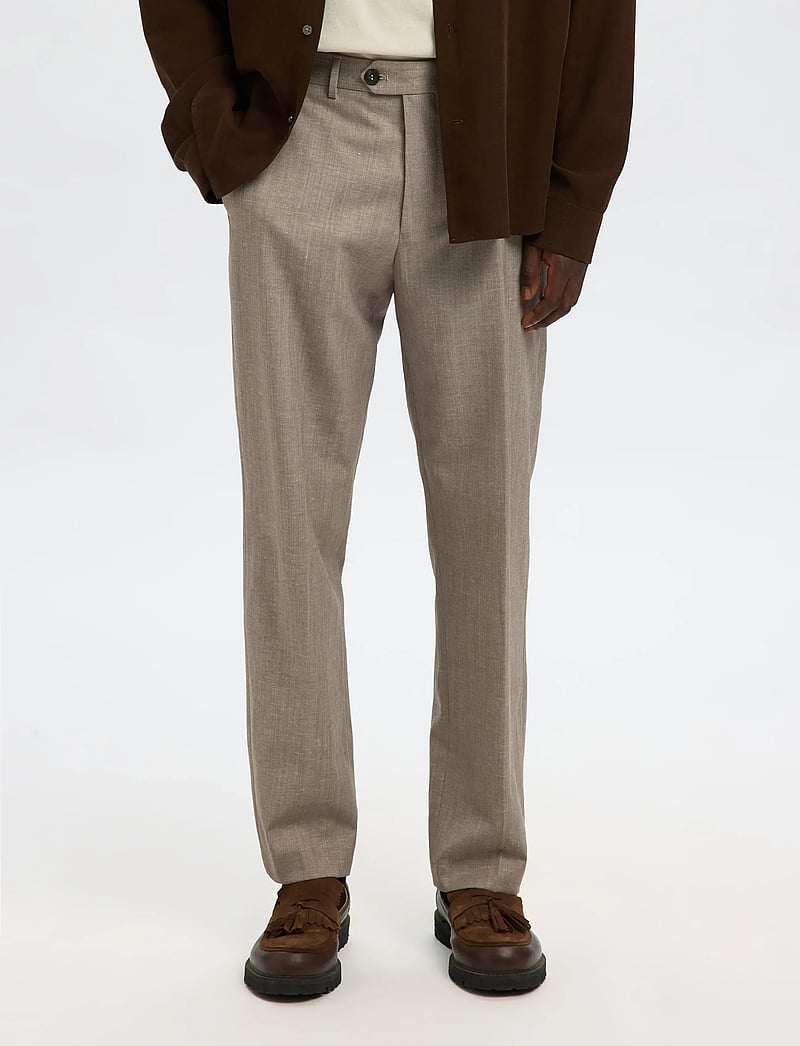 Selected - SLHREG-TYLER WOOL BLEND TRS - jakkesætbukser i hør - oatmeal - 0