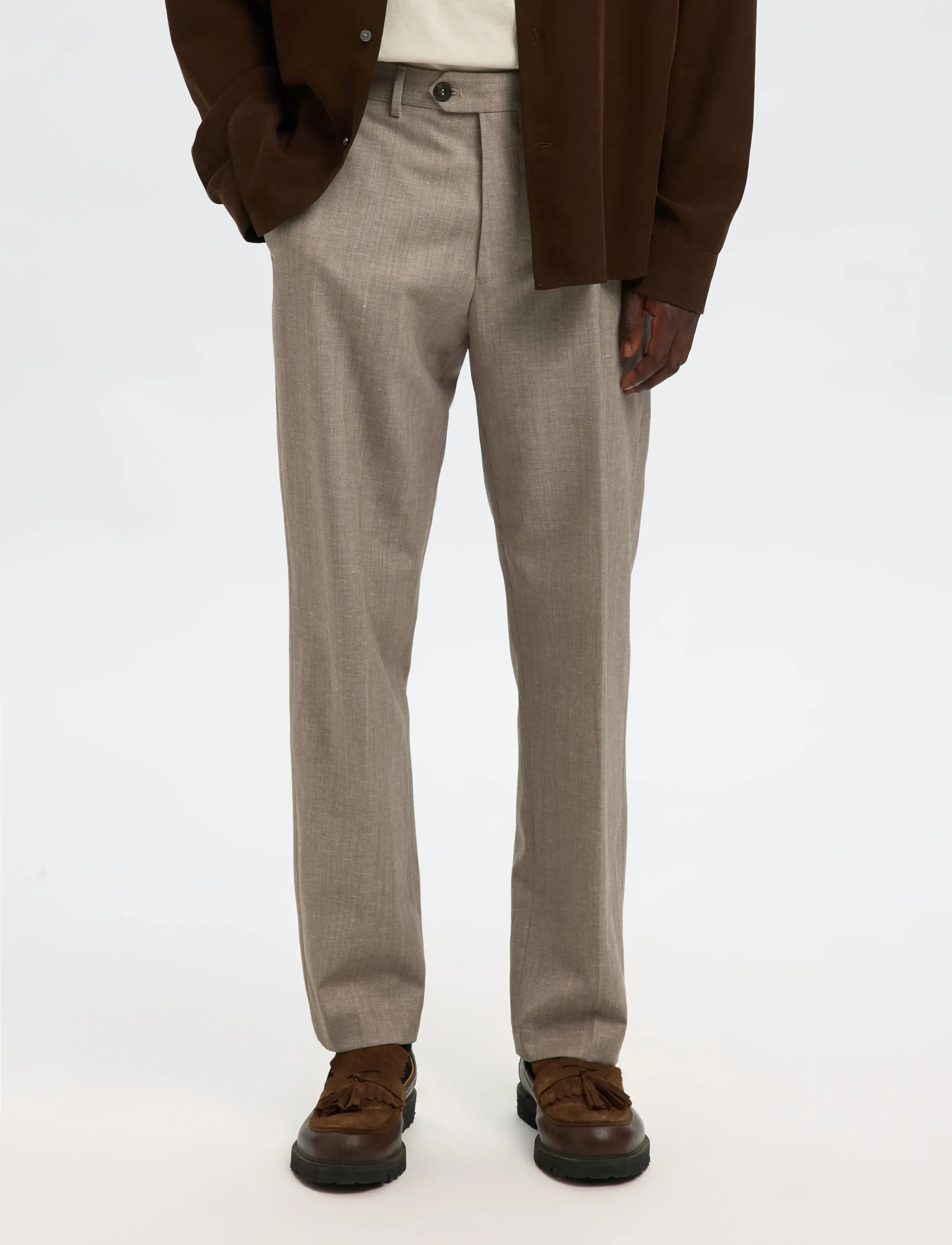 Selected SLHREG-TYLER WOOL BLEND TRS - Bukser - OATMEAL / beige
