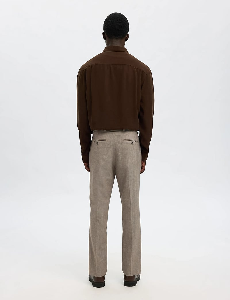 Selected - SLHREG-TYLER WOOL BLEND TRS - jakkesætbukser i hør - oatmeal - 2