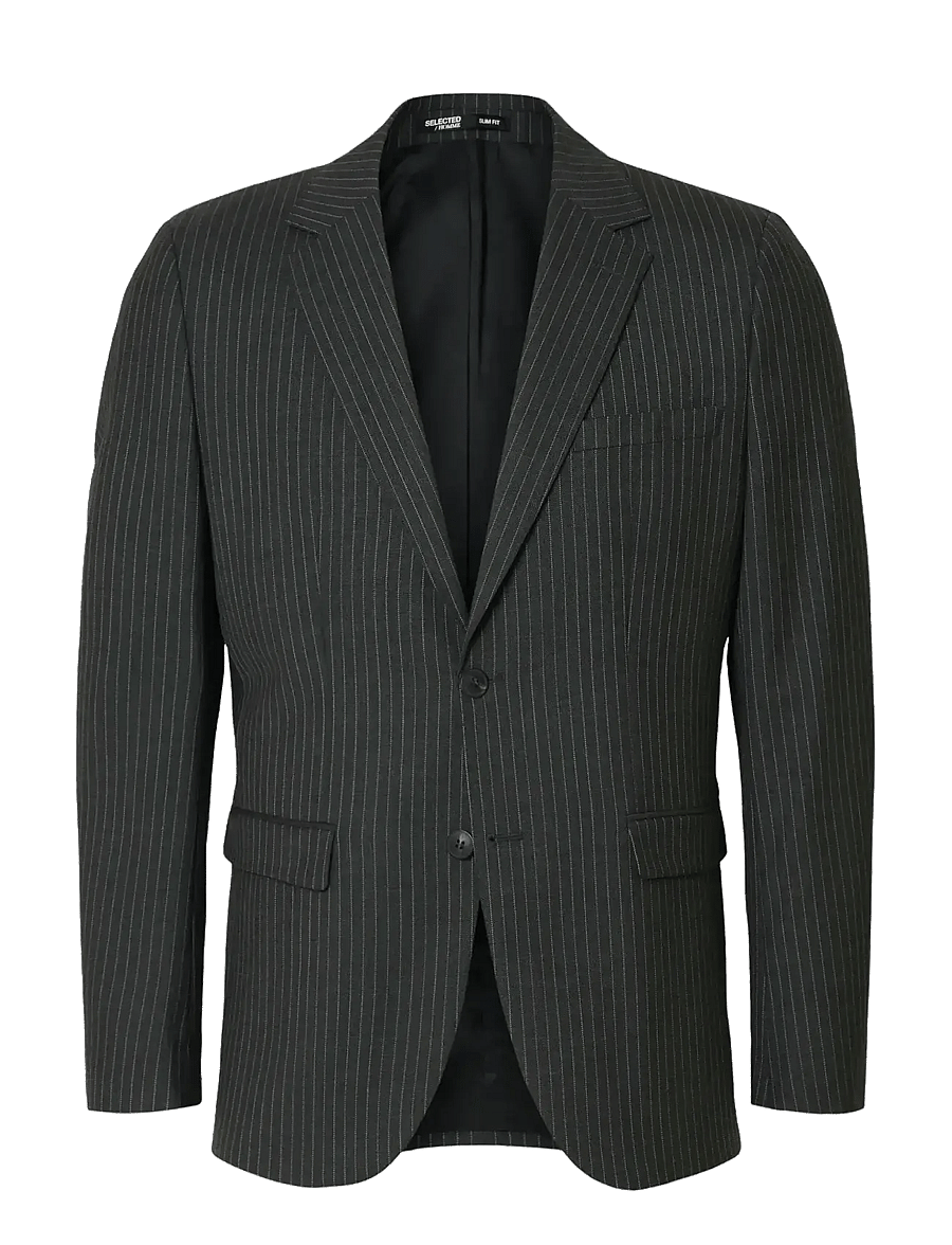 Selected - SLHSLIM-THEO LANO PINSTRIPED BLZ - enkeltkneppede blazere - grey - 1