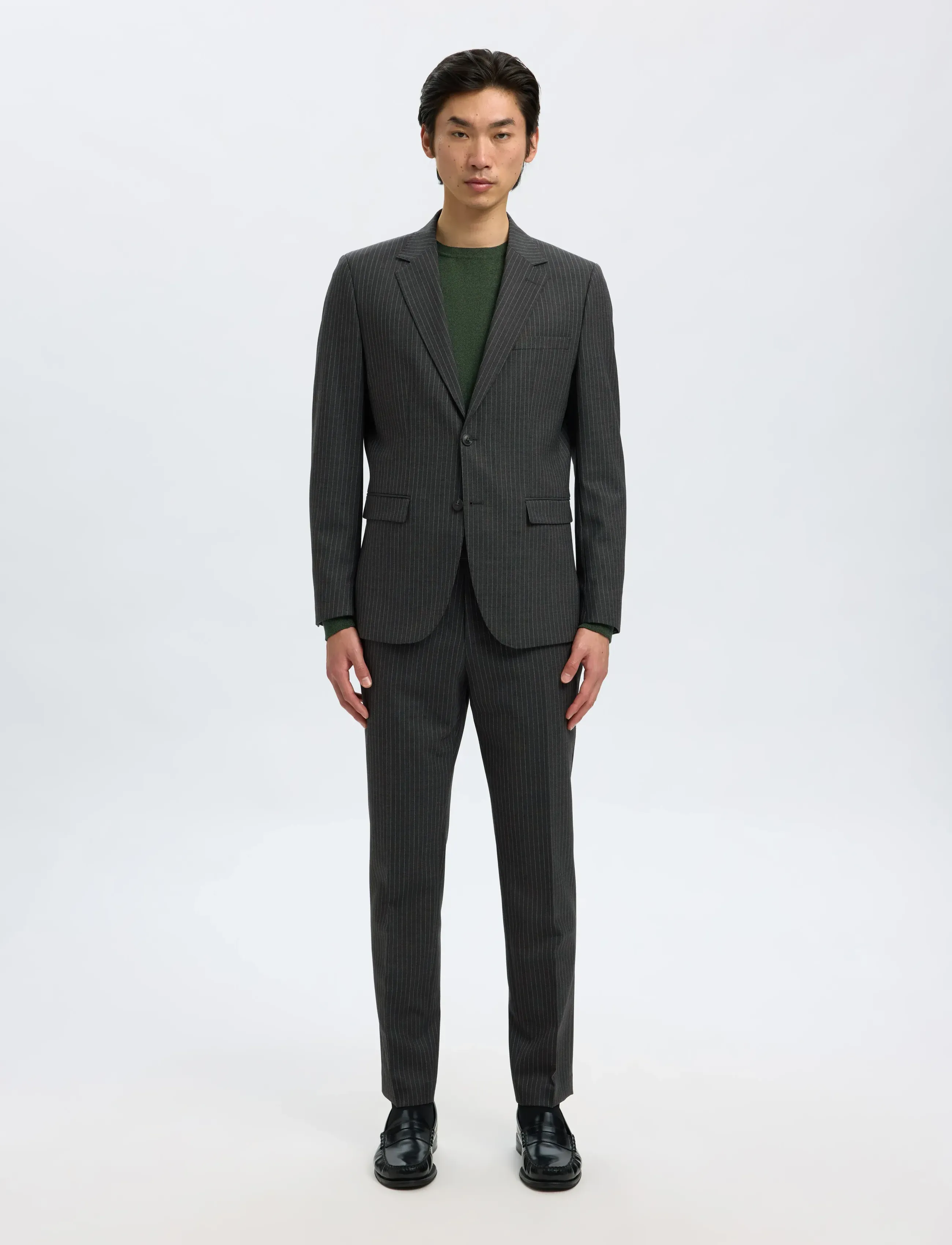 Selected - SLHSLIM-THEO LANO PINSTRIPED BLZ - blazers met enkele rij knopen - grey - 3