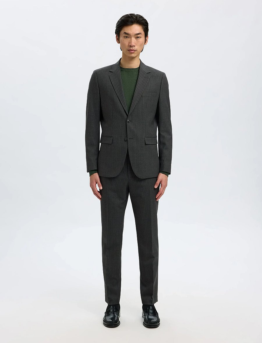Selected - SLHSLIM-THEO LANO PINSTRIPED BLZ - enkeltkneppede blazere - grey - 3
