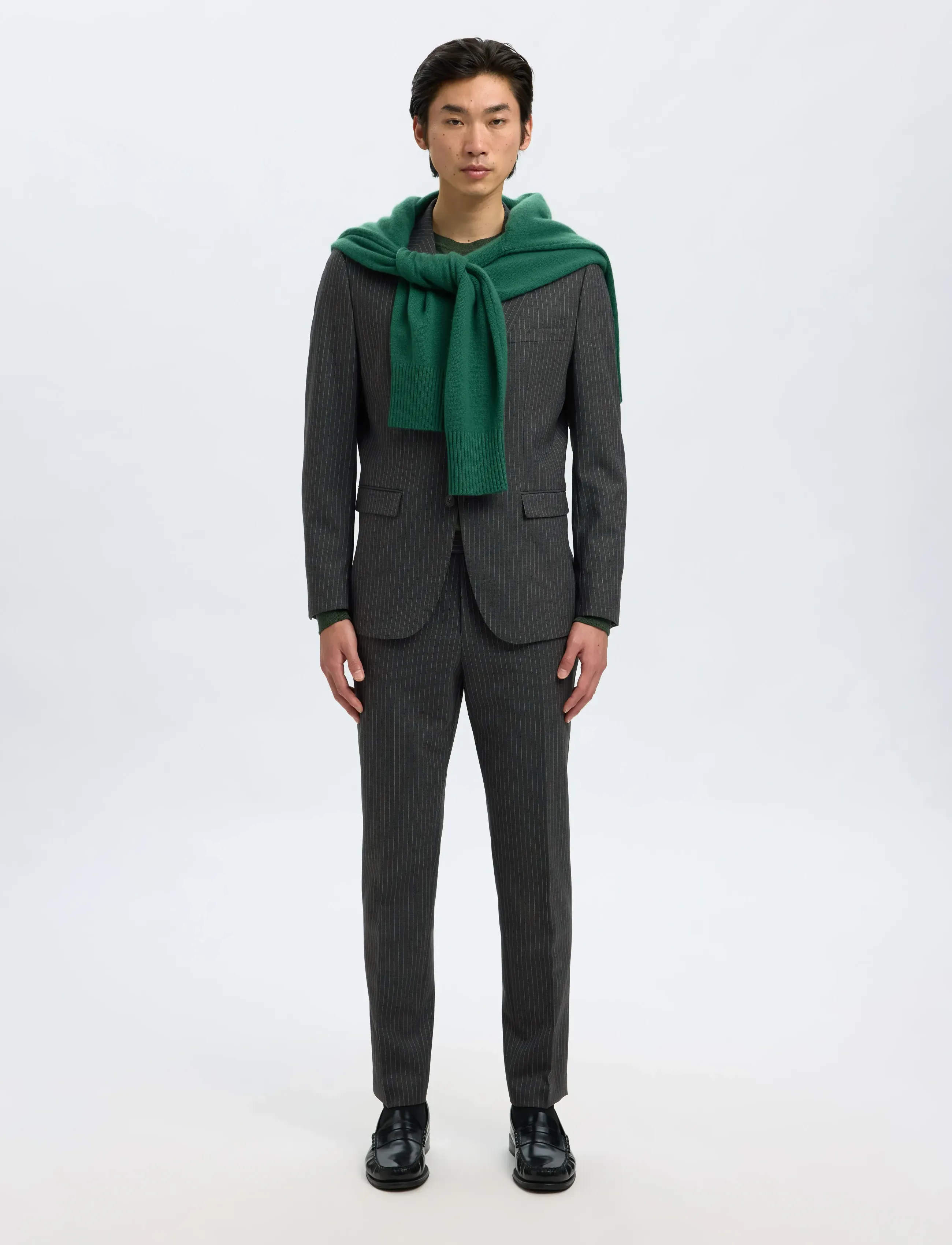 Selected - SLHSLIM-THEO LANO PINSTRIPED BLZ - blazers met enkele rij knopen - grey - 5