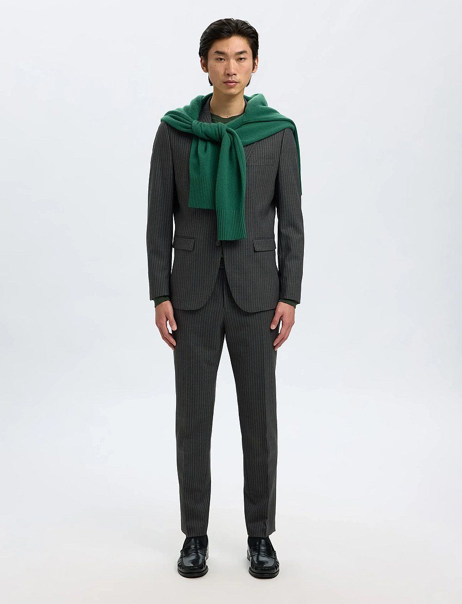 Selected - SLHSLIM-THEO LANO PINSTRIPED BLZ - enkeltkneppede blazere - grey - 5