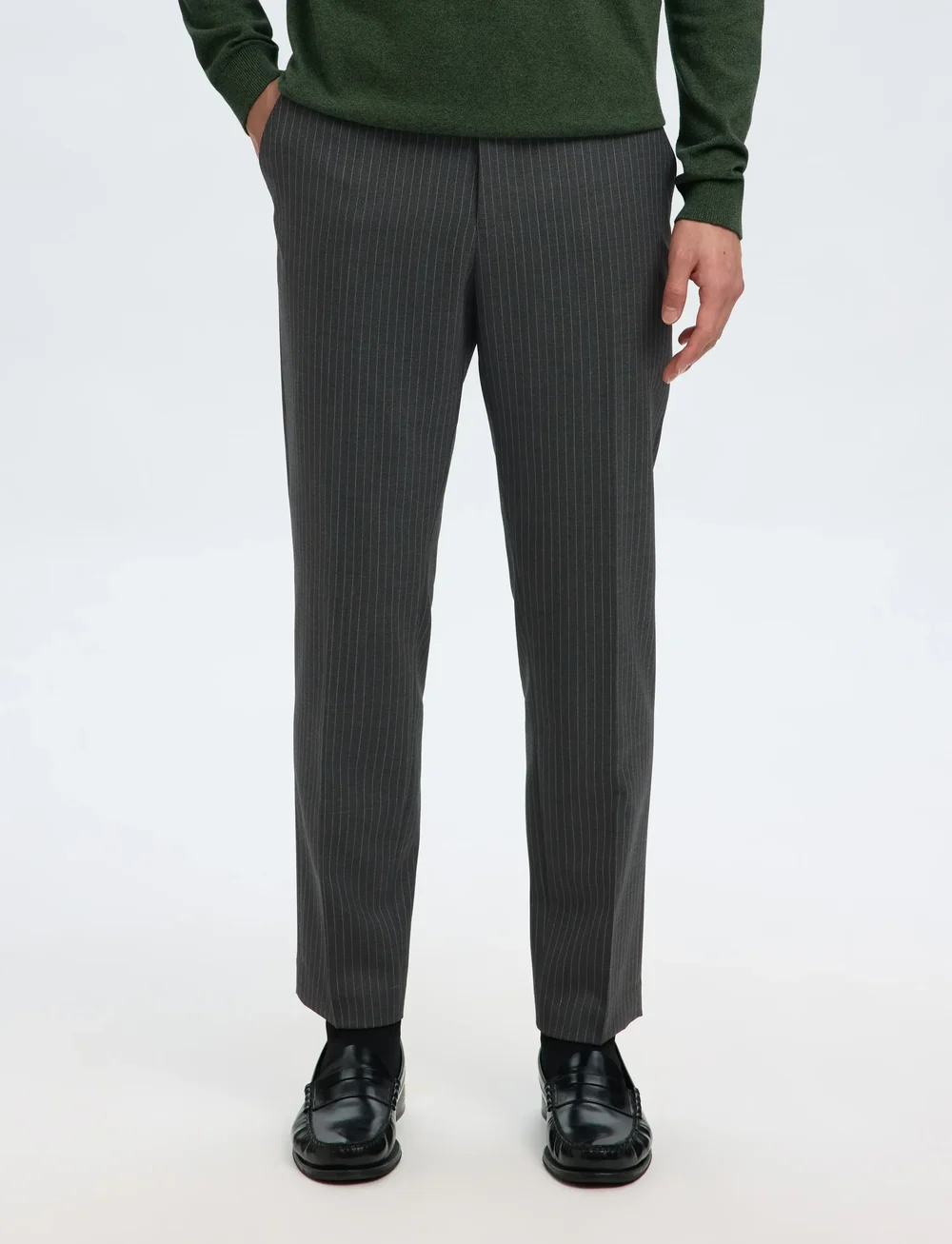 Selected - SLHSLIM-THEO LANO PINSTRIPED TRS - kostymbyxor - grey - 0