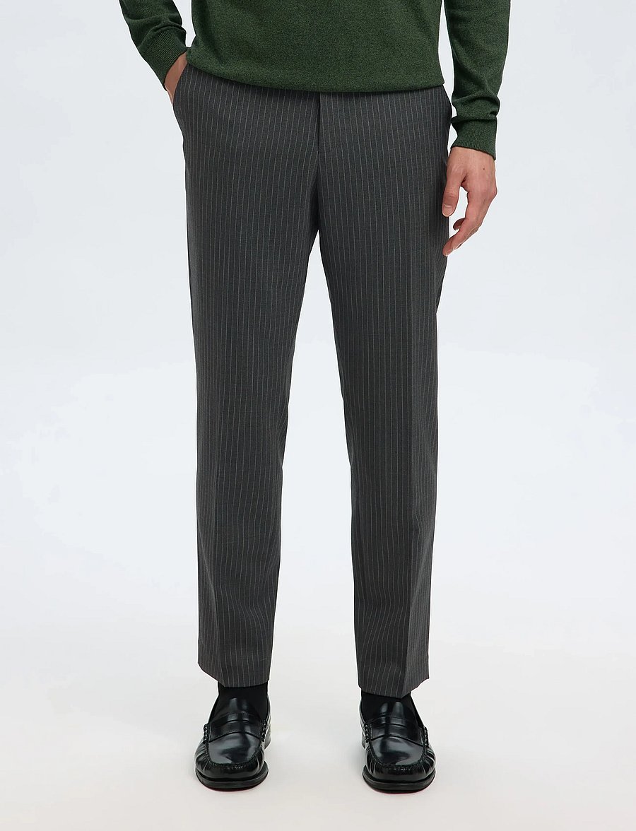 Selected - SLHSLIM-THEO LANO PINSTRIPED TRS - uzvalka bikses - grey - 0