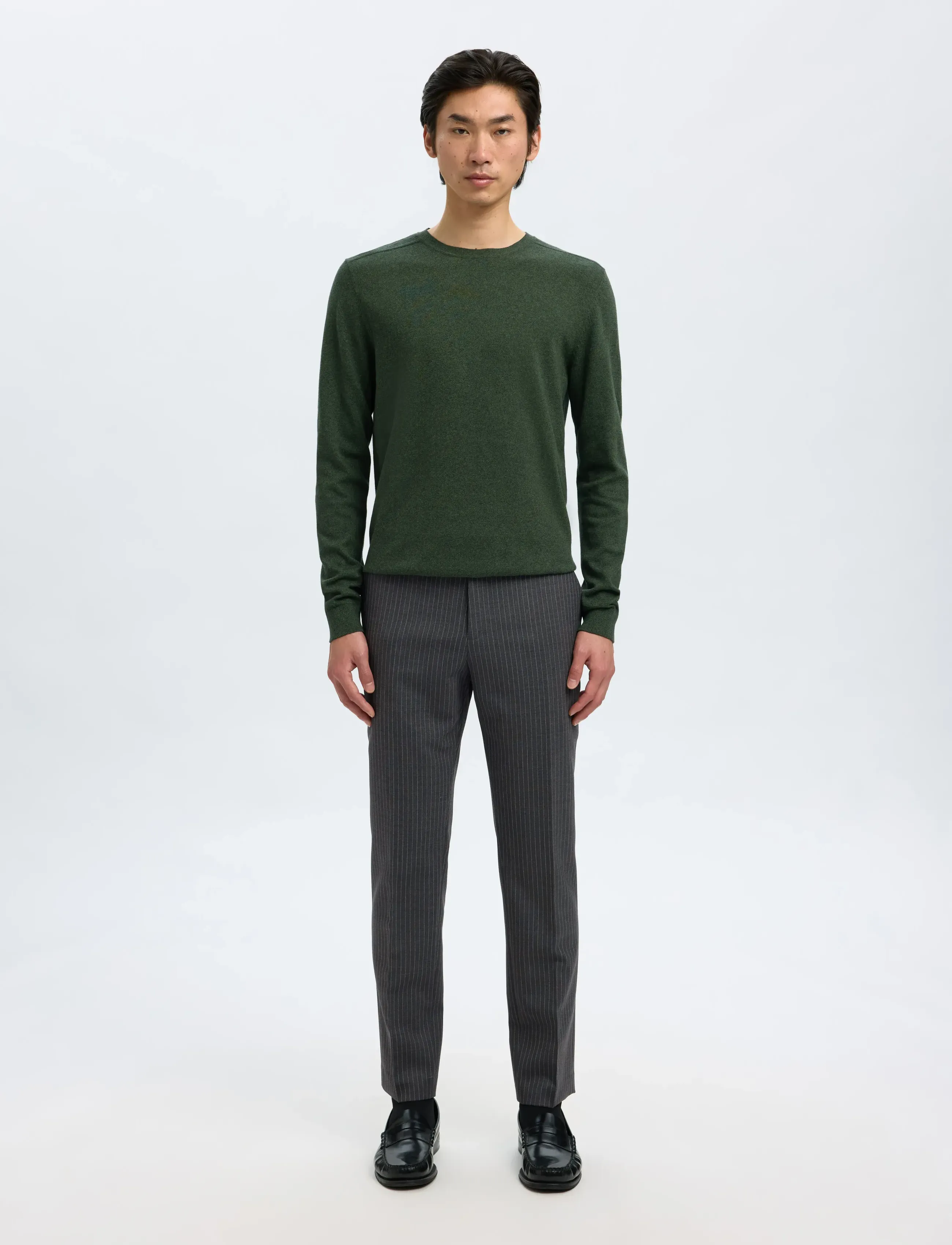Selected - SLHSLIM-THEO LANO PINSTRIPED TRS - anzugshosen - grey - 4