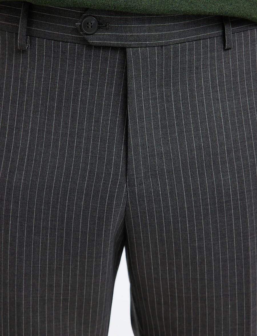Selected - SLHSLIM-THEO LANO PINSTRIPED TRS - uzvalka bikses - grey - 5