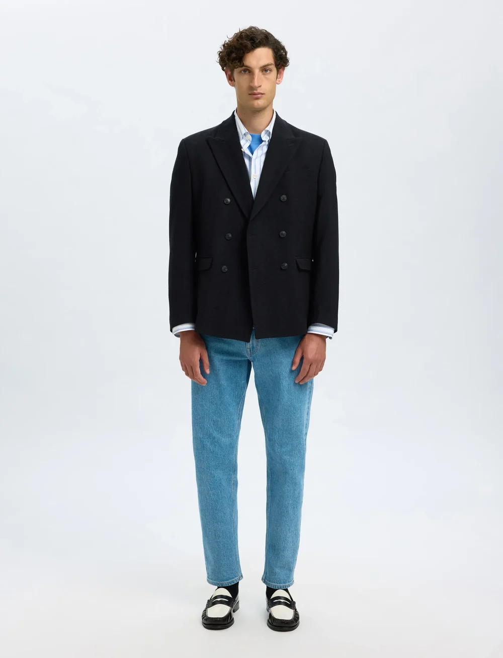 Selected - SLHREG-BEN WOOL DB BLZ - dobbeltradede blazere - dark navy - 4