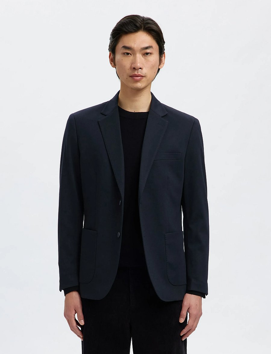 Selected - SLMSLIM-LEWIS LANO JERSEY BLZ - enkeltradede blazere - dark navy - 0