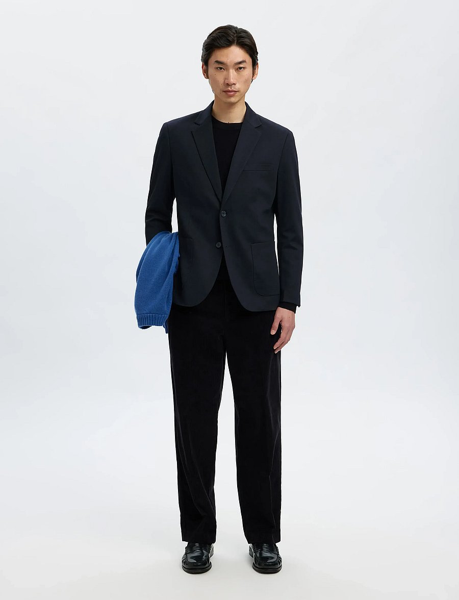Selected - SLMSLIM-LEWIS LANO JERSEY BLZ - enkeltradede blazere - dark navy - 4