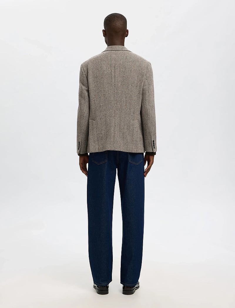 Selected - SLHREG-MORRIS HBONE WOOL BLEND DB BLZ - brown rice - 2