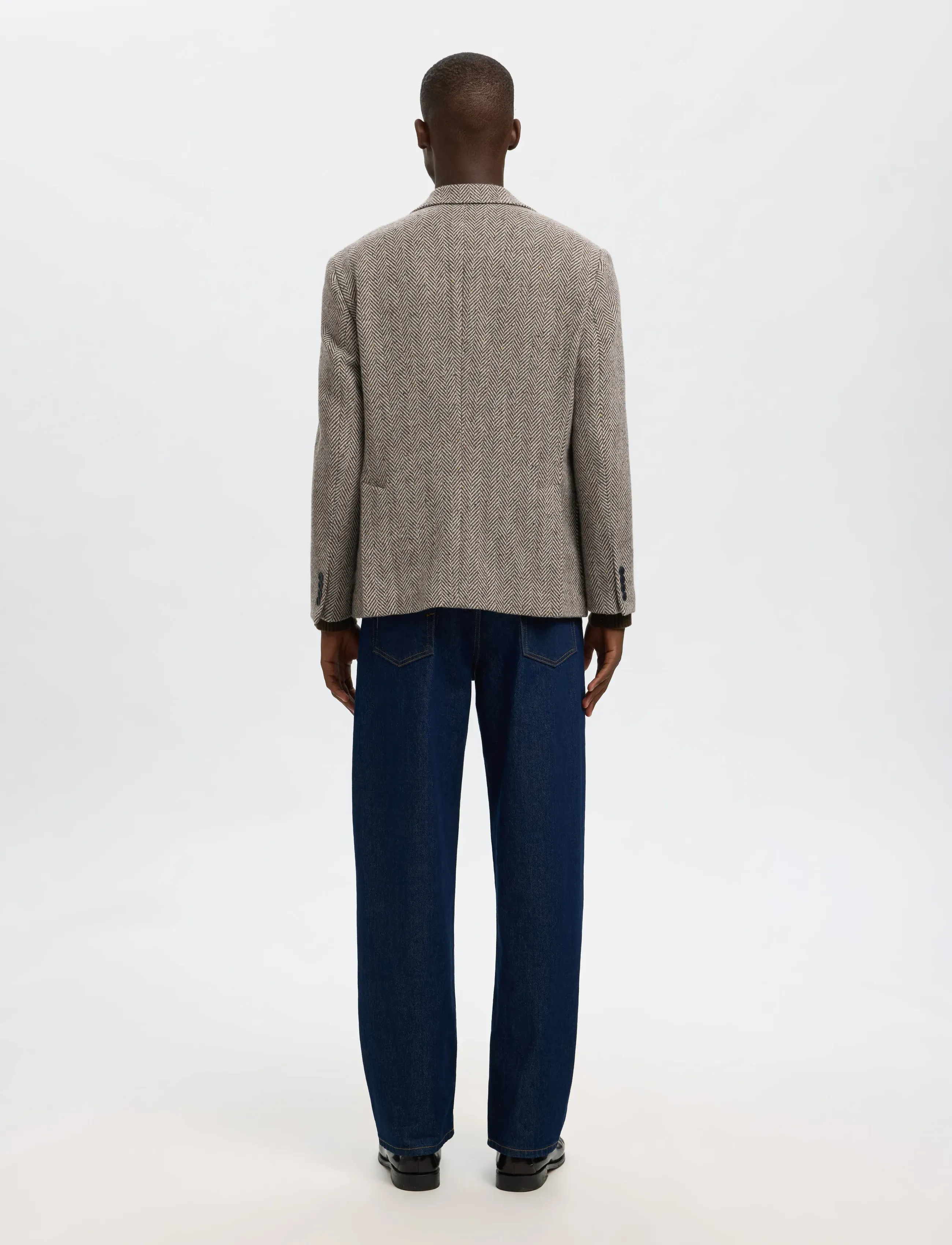 Selected - SLHREG-MORRIS HBONE WOOL BLEND DB BLZ - brown rice - 2