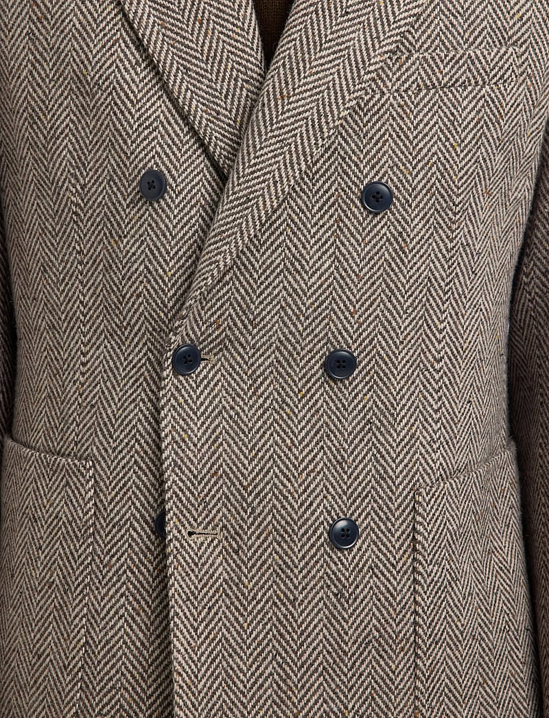 Selected - SLHREG-MORRIS HBONE WOOL BLEND DB BLZ - brown rice - 4