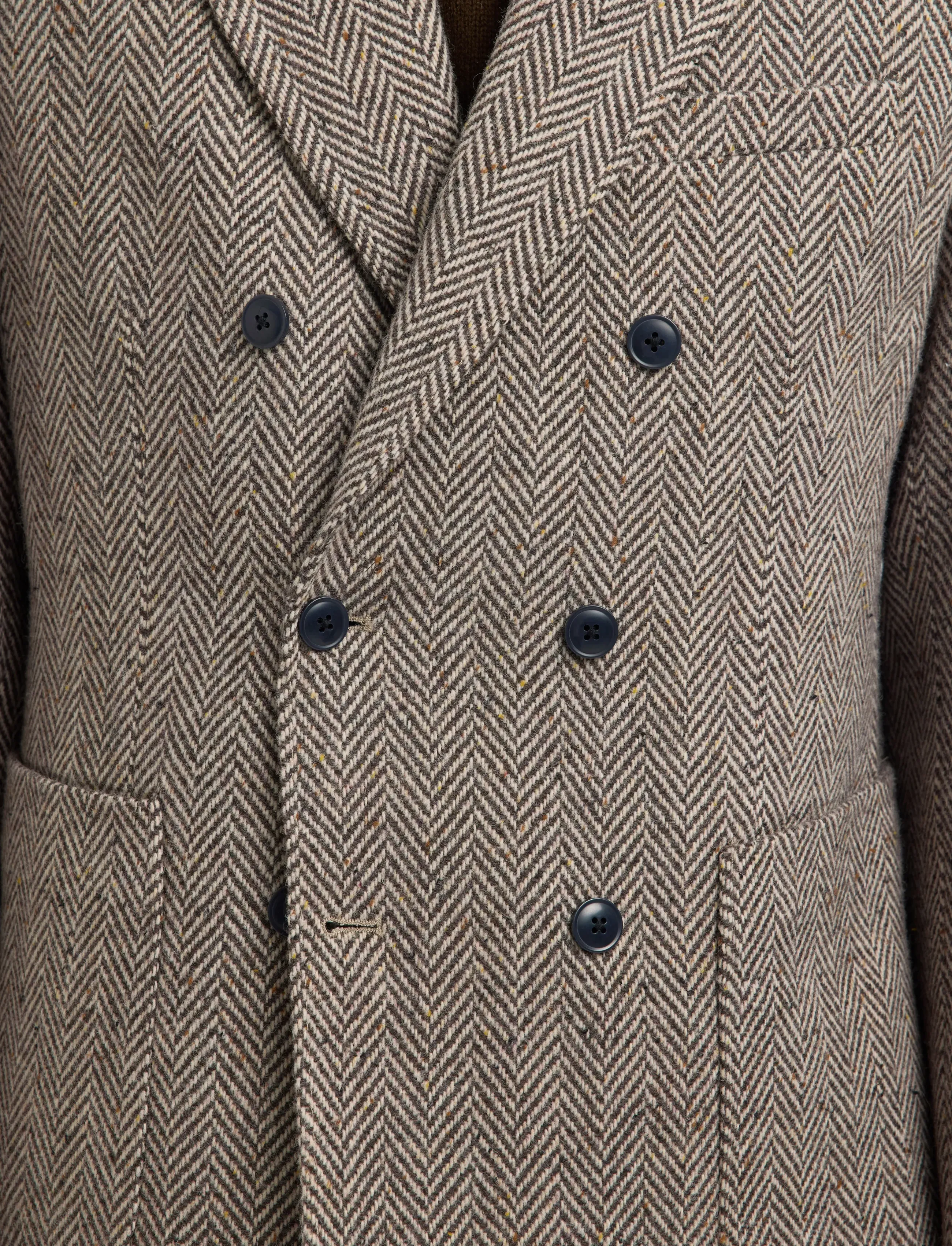Selected - SLHREG-MORRIS HBONE WOOL BLEND DB BLZ - brown rice - 4