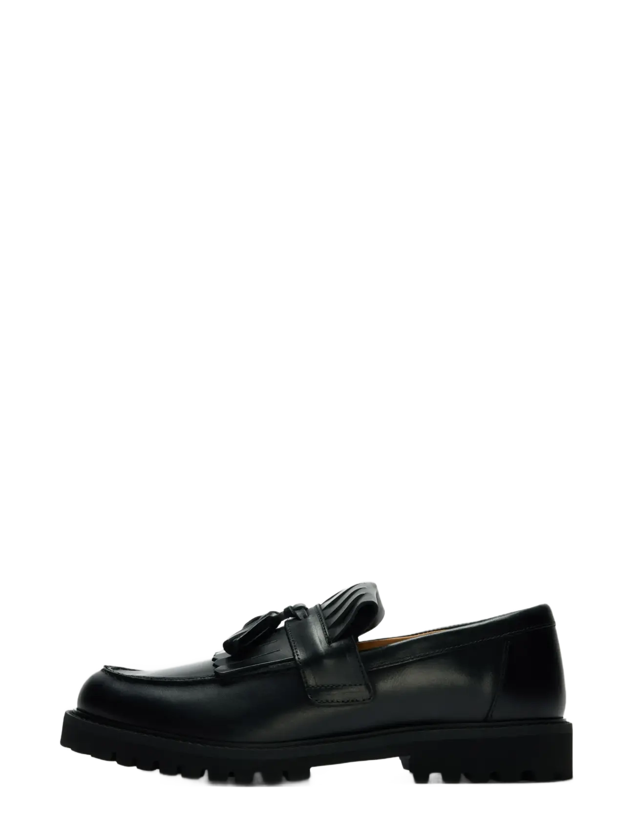 Selected SLHHUGO LEATHER KILTIE TASSEL LOAFER - Loafers - BLACK / black