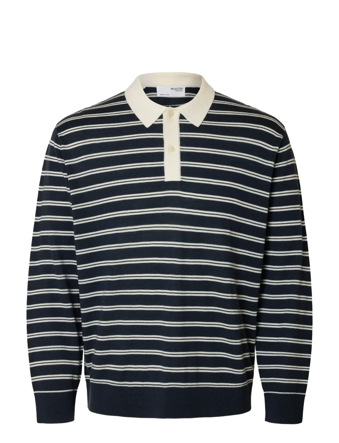 Selected - SLHTRAY LS KNIT MERINO RELAXED POLO - outer space - 1
