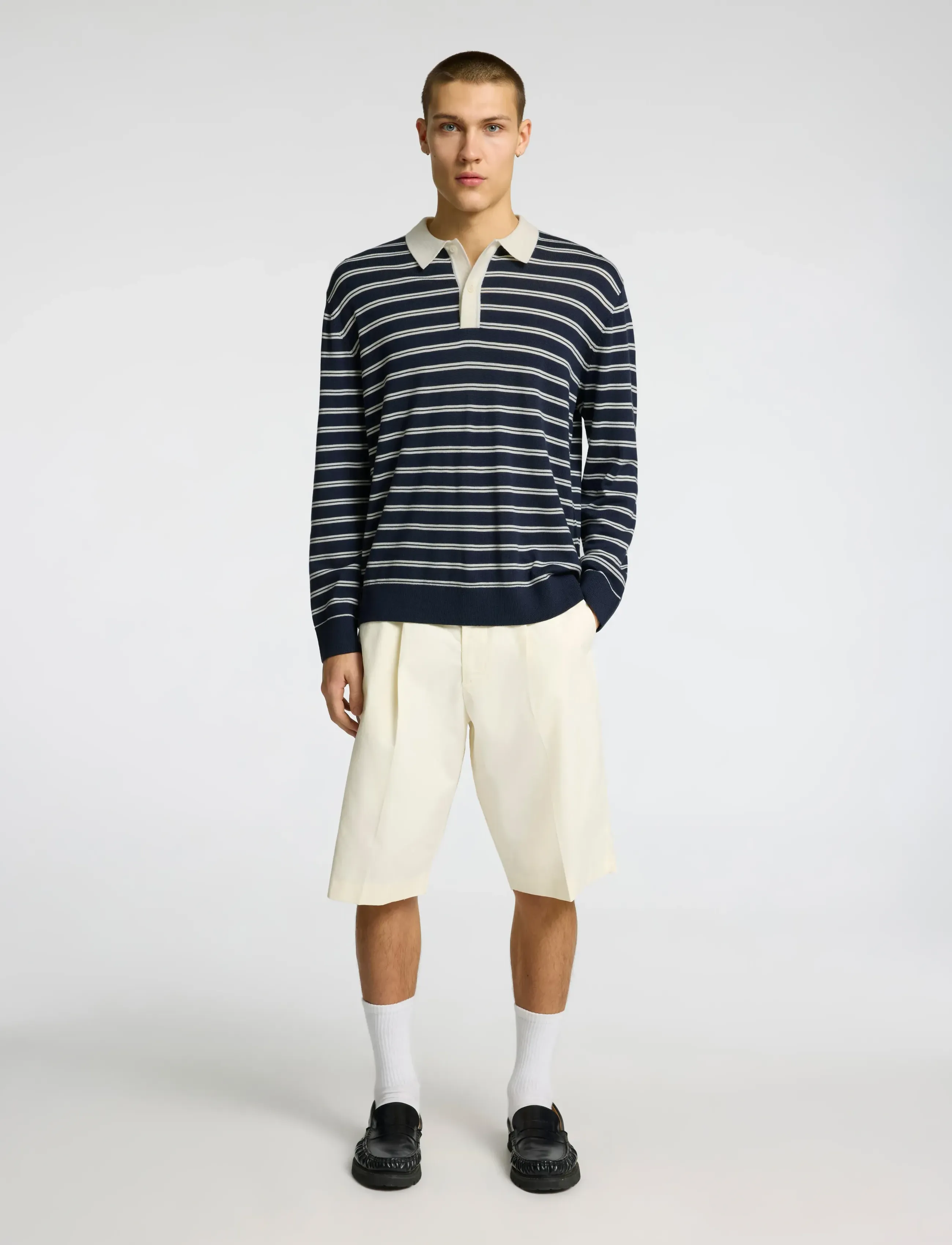 Selected - SLHTRAY LS KNIT MERINO RELAXED POLO - outer space - 3