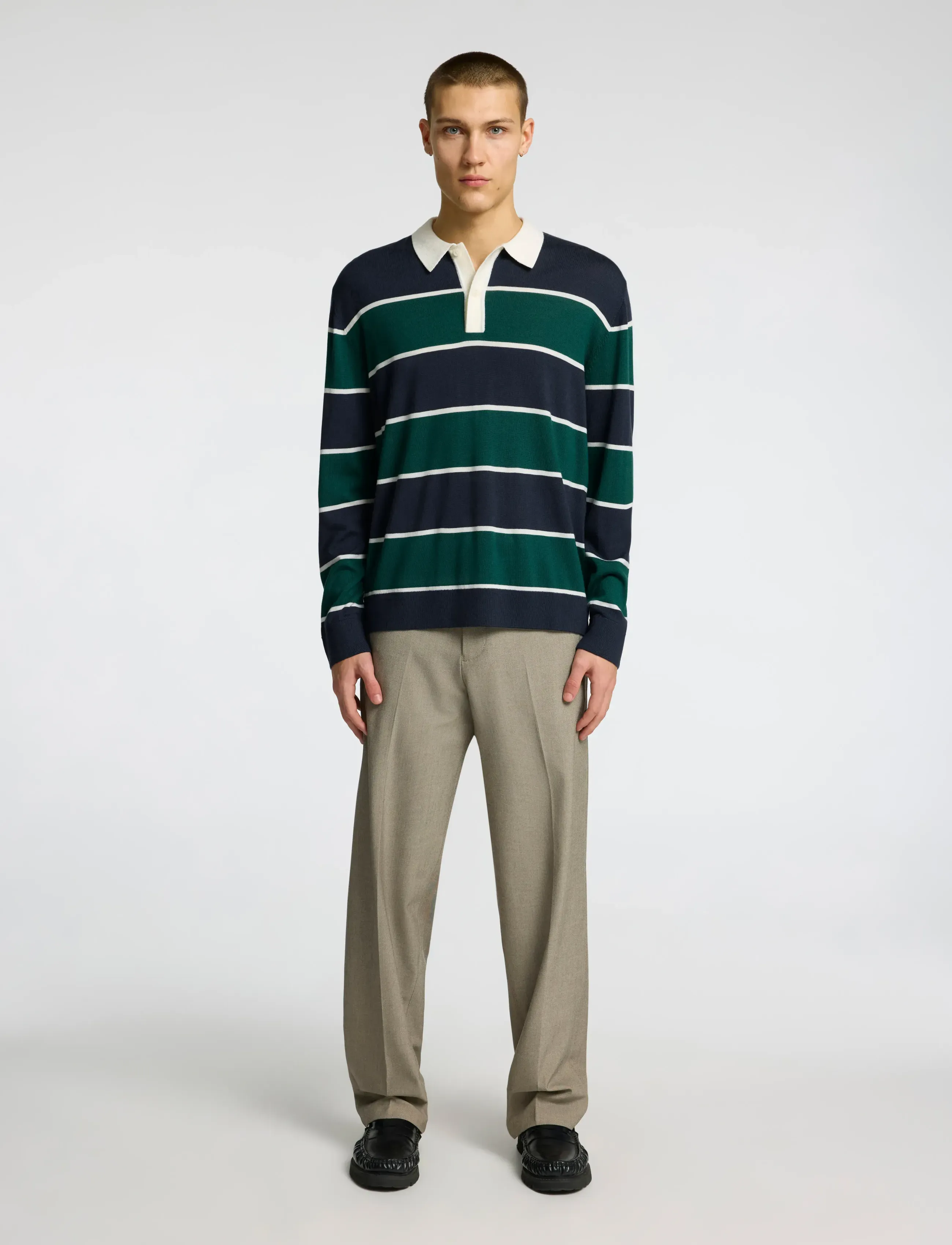 Selected - SLHTRAY LS KNIT MERINO RELAXED POLO - verdant green - 5