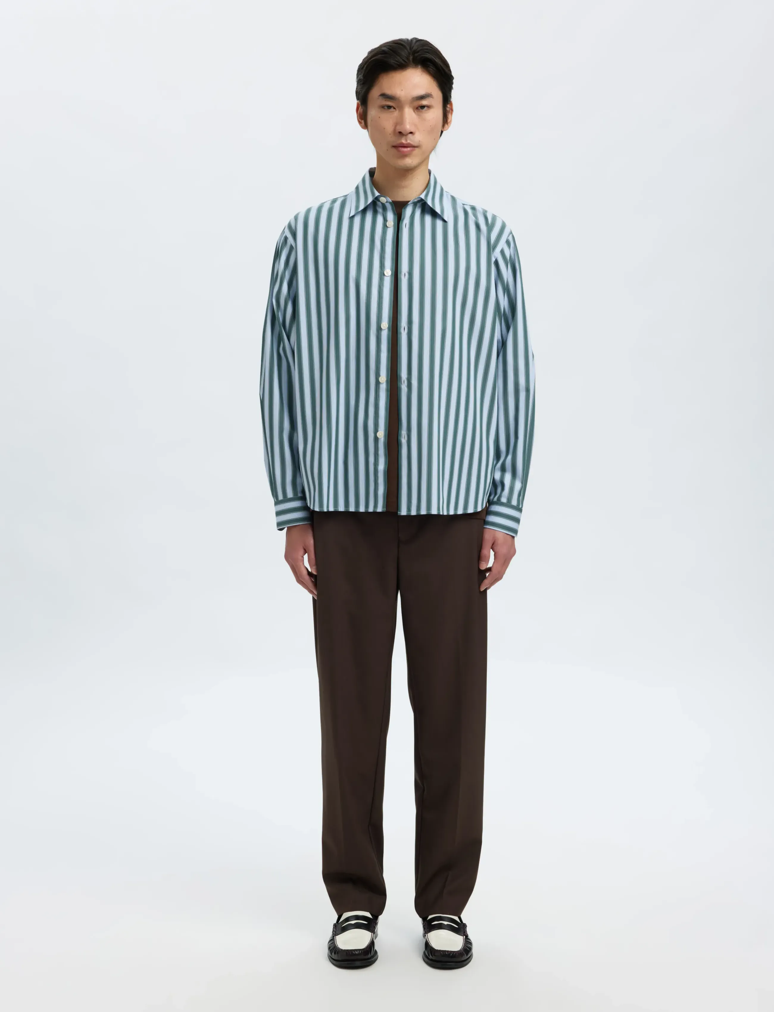 Selected - SLHRLXHENRIC STRIPE LS SHIRT - koszule w paski i prążki - dark green - 3