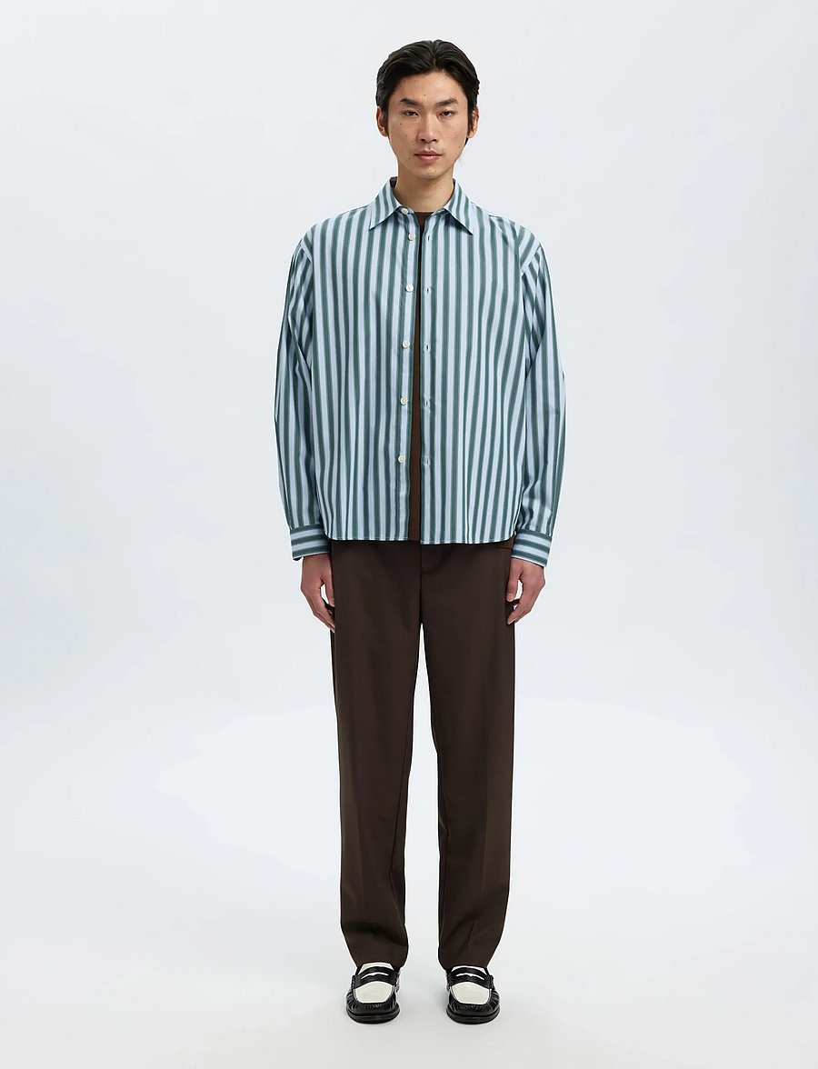 Selected - SLHRLXHENRIC STRIPE LS SHIRT - koszule w paski i prążki - dark green - 3