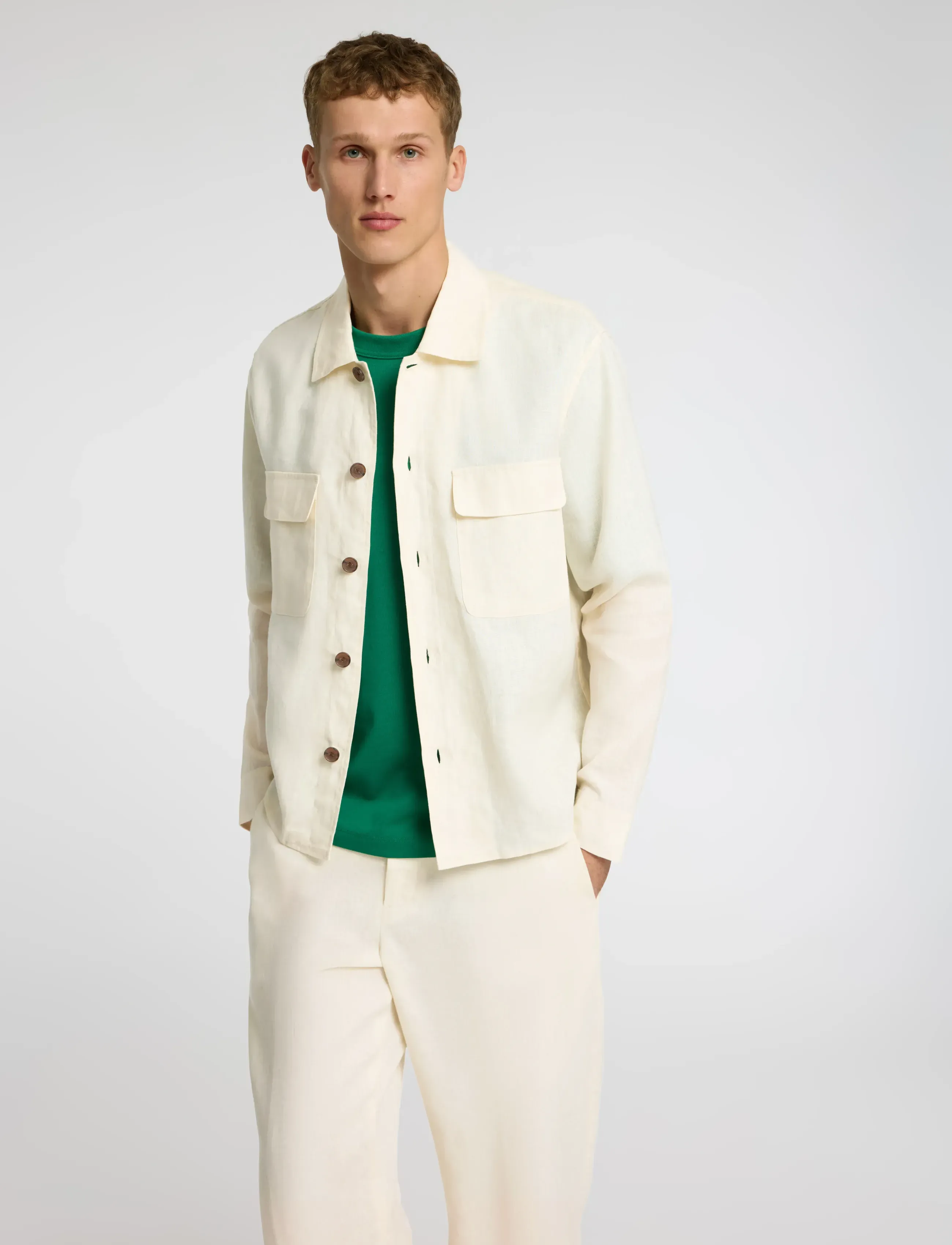Selected - SLHRELAXED-WYATT LINEN OVERSHIRT - egret - 4