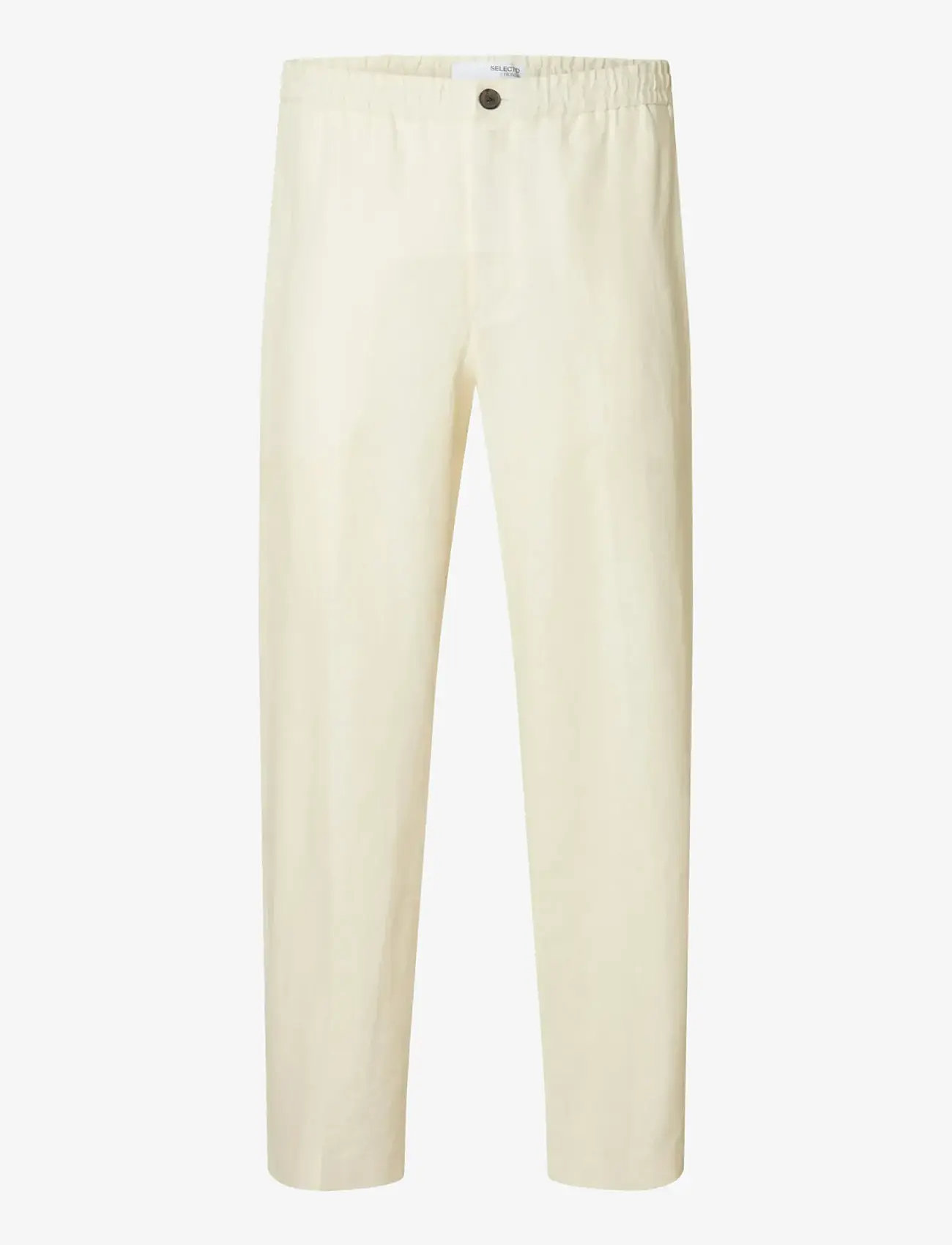 Selected - SLHLOOSE-WYATT LINEN TRS - hørbukser - egret - 1