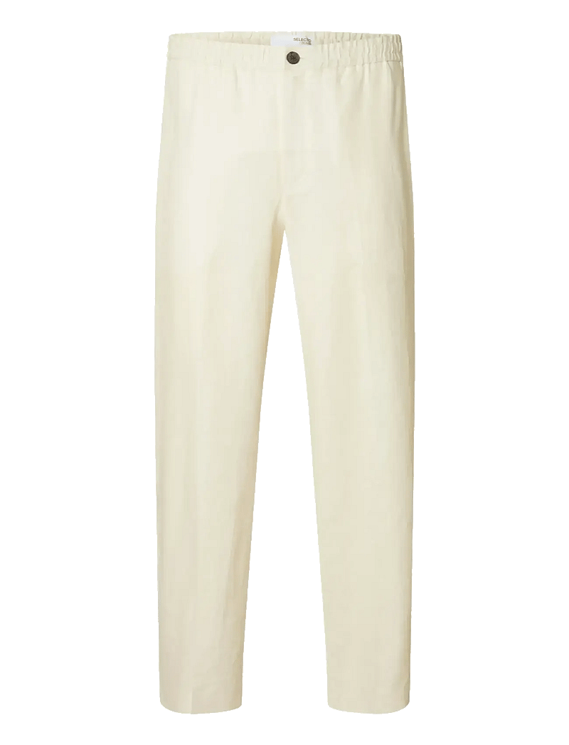 Selected - SLHLOOSE-WYATT LINEN TRS - hørbukser - egret - 1
