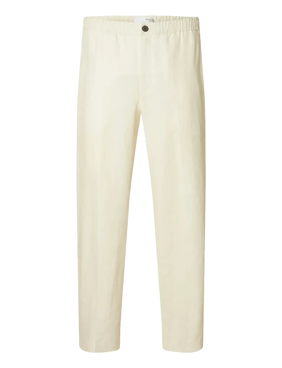 Selected - SLHLOOSE-WYATT LINEN TRS - leinenhosen - egret - 1