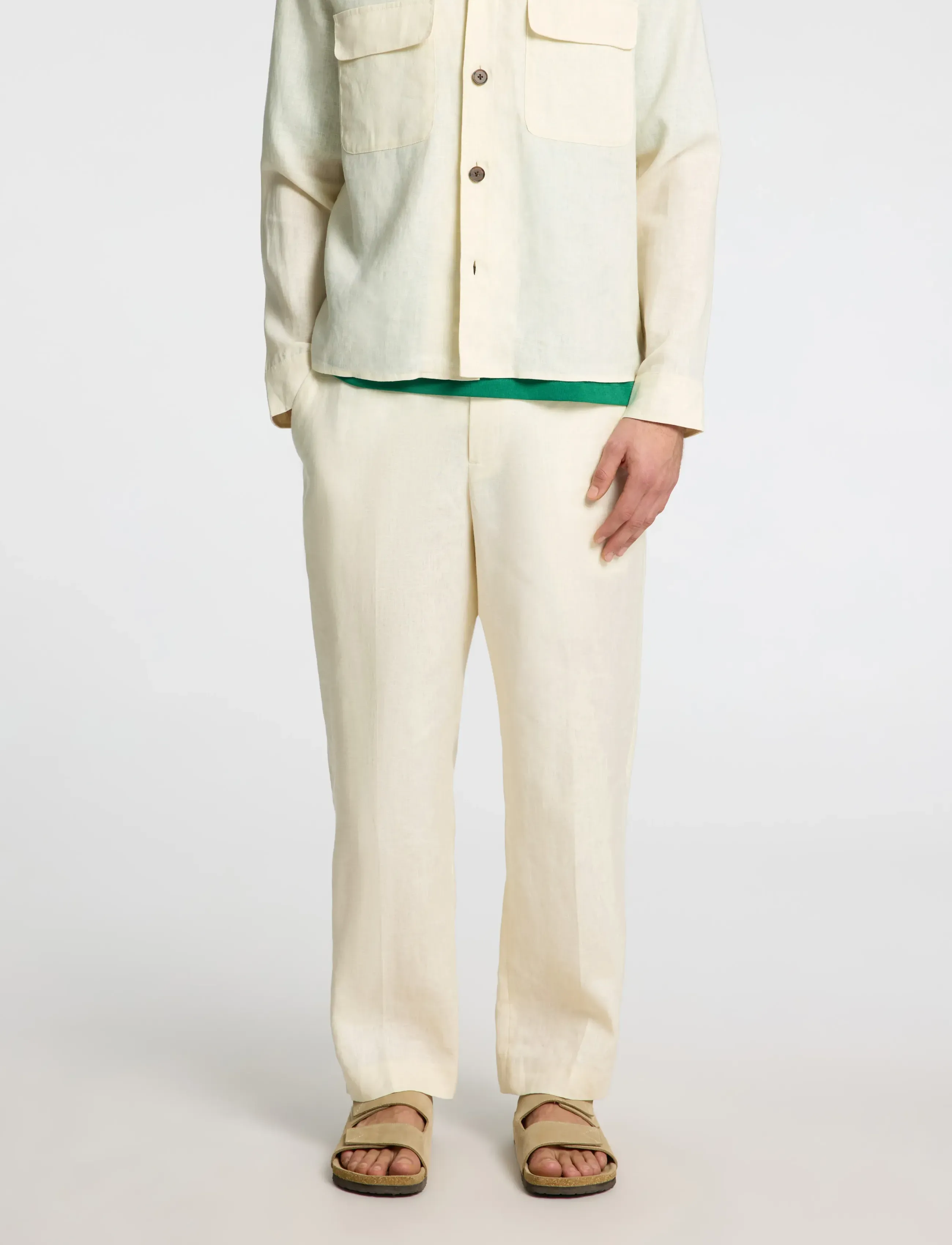 Selected SLHLOOSE-WYATT LINEN TRS - Deals - EGRET / cream