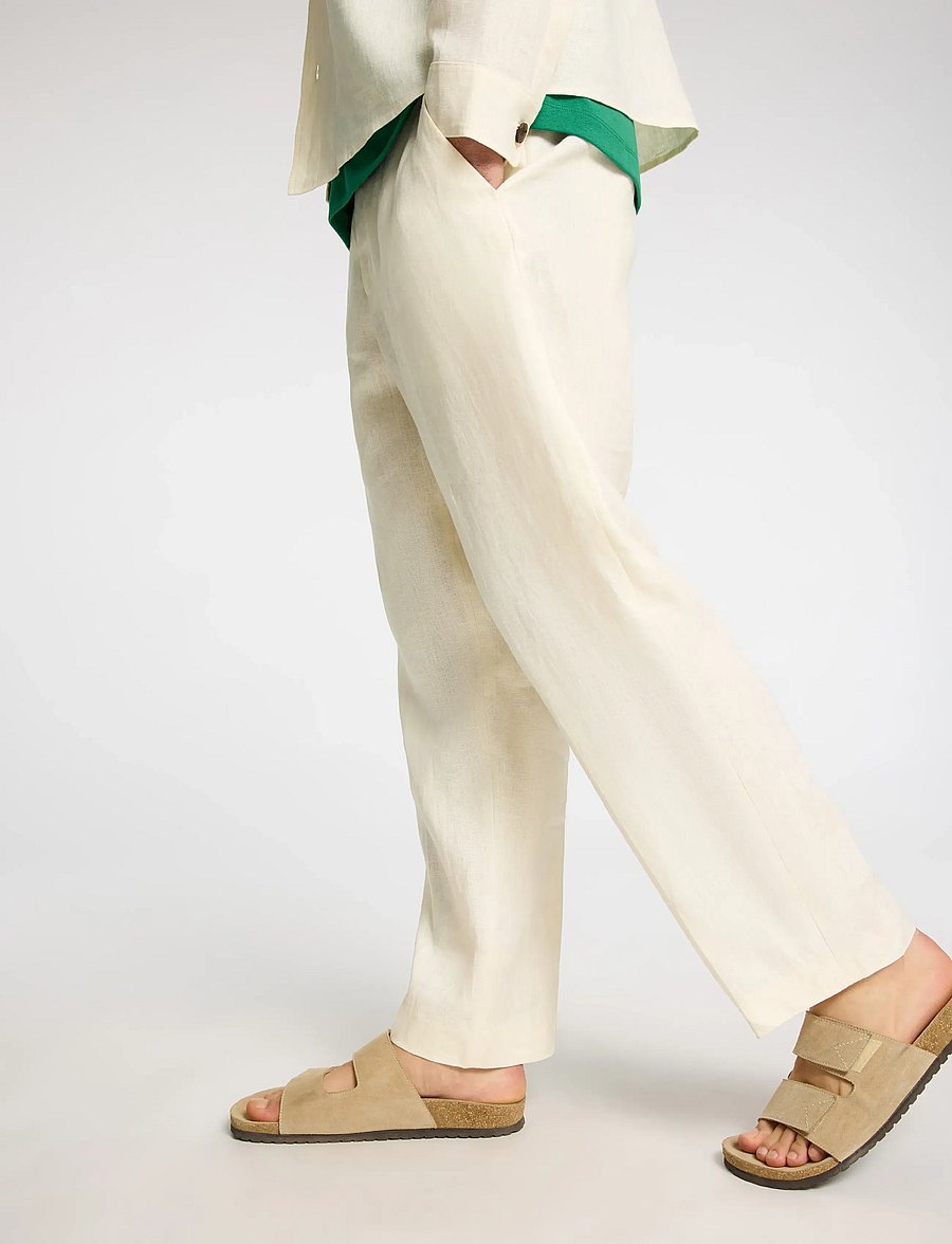 Selected - SLHLOOSE-WYATT LINEN TRS - leinenhosen - egret - 4