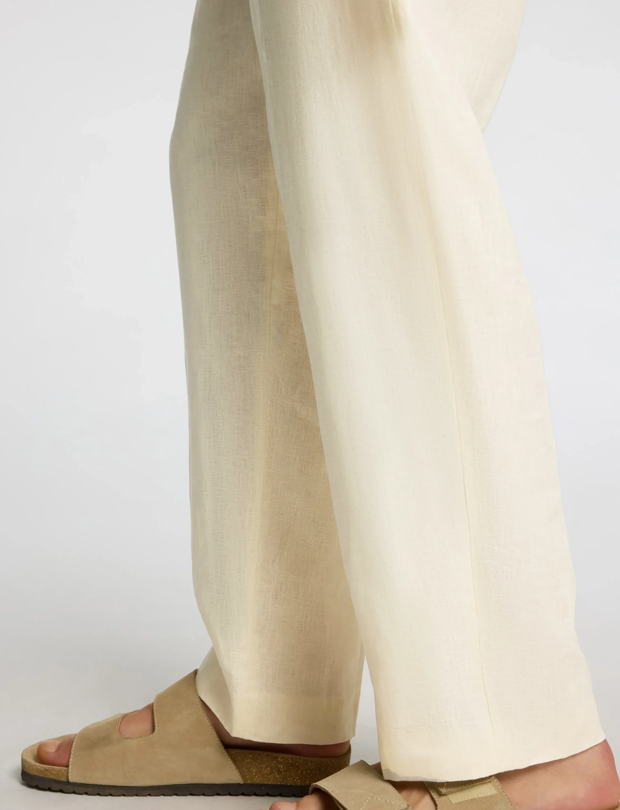 Selected - SLHLOOSE-WYATT LINEN TRS - leinenhosen - egret - 5