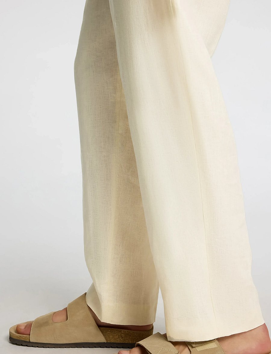 Selected - SLHLOOSE-WYATT LINEN TRS - leinenhosen - egret - 5