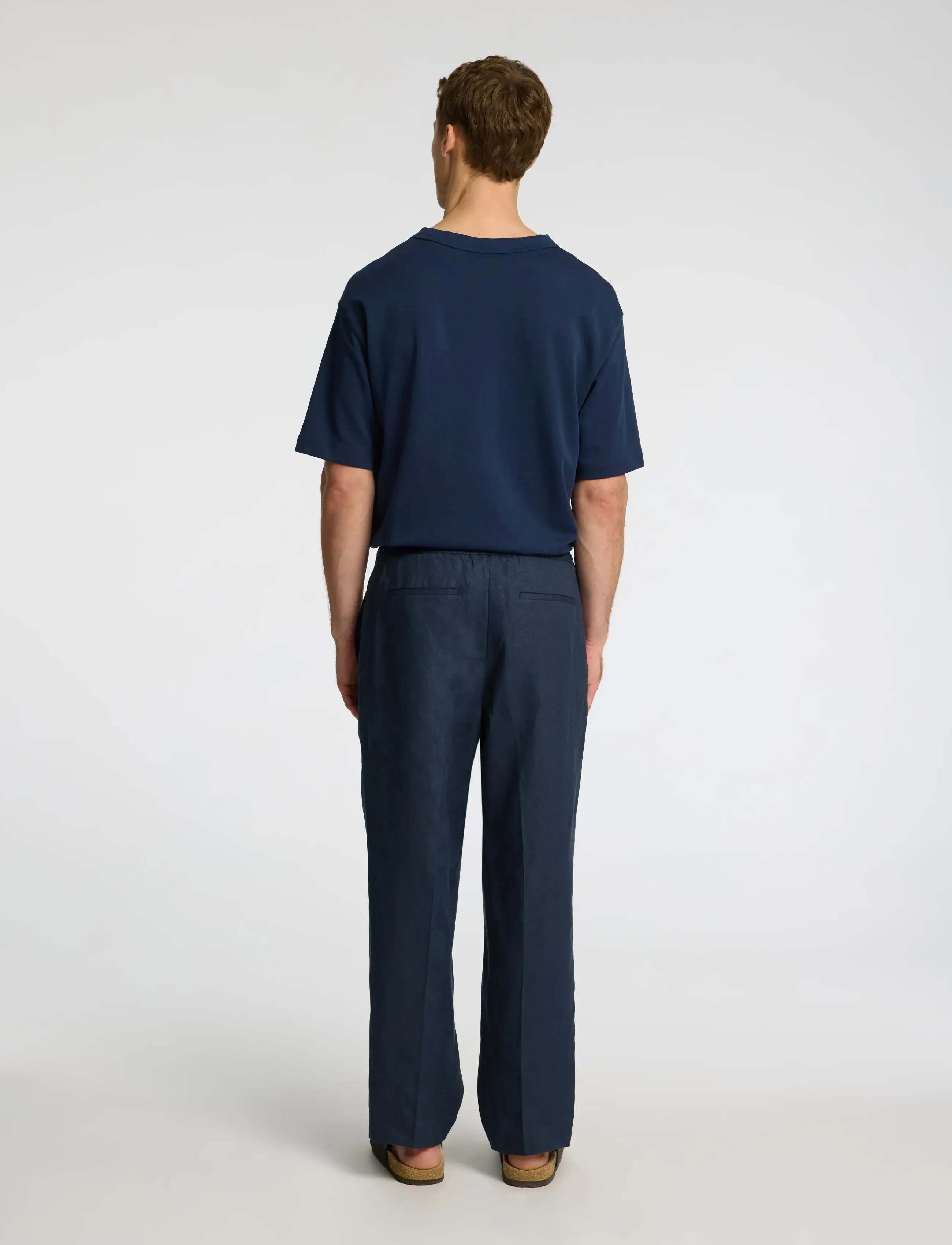 Selected - SLHLOOSE-WYATT LINEN TRS - hørbukser - outer space - 2