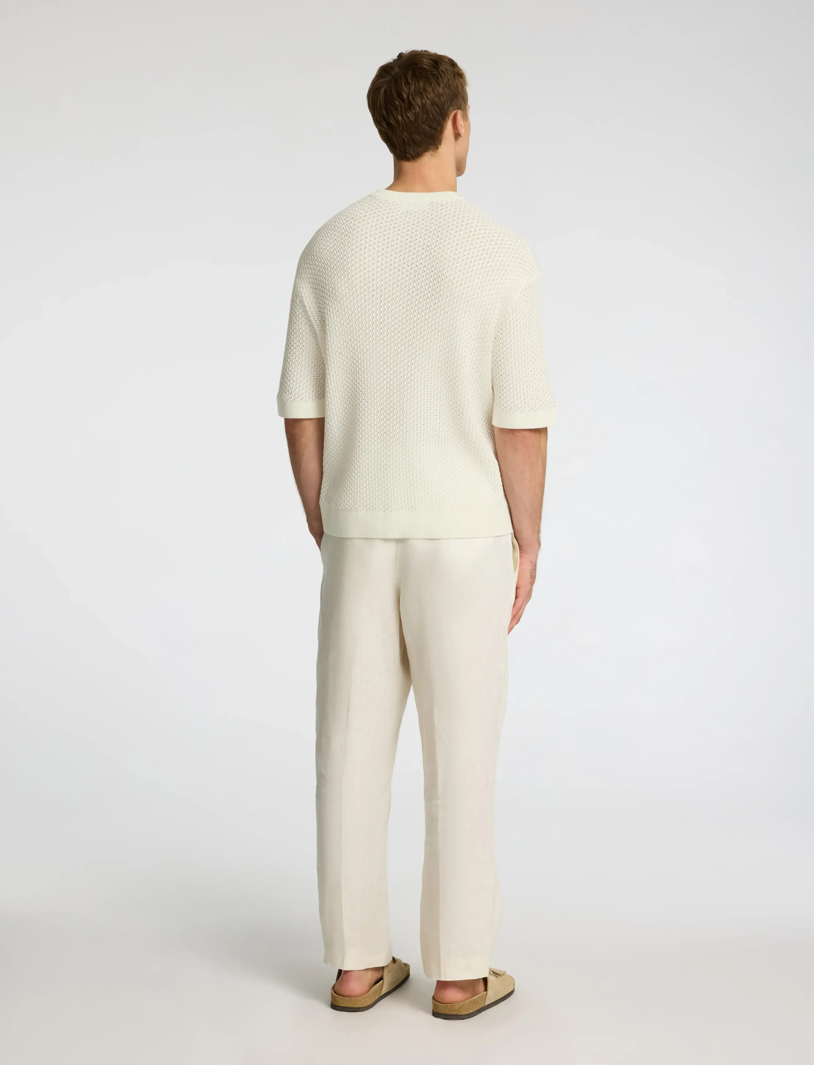 Selected - SLHCOLTON SS KNIT STRUCTURE TEE - rundhals - egret - 2
