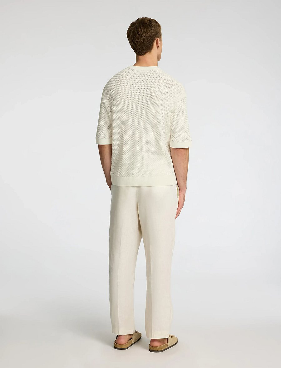 Selected - SLHCOLTON SS KNIT STRUCTURE TEE - rundhalsad - egret - 2