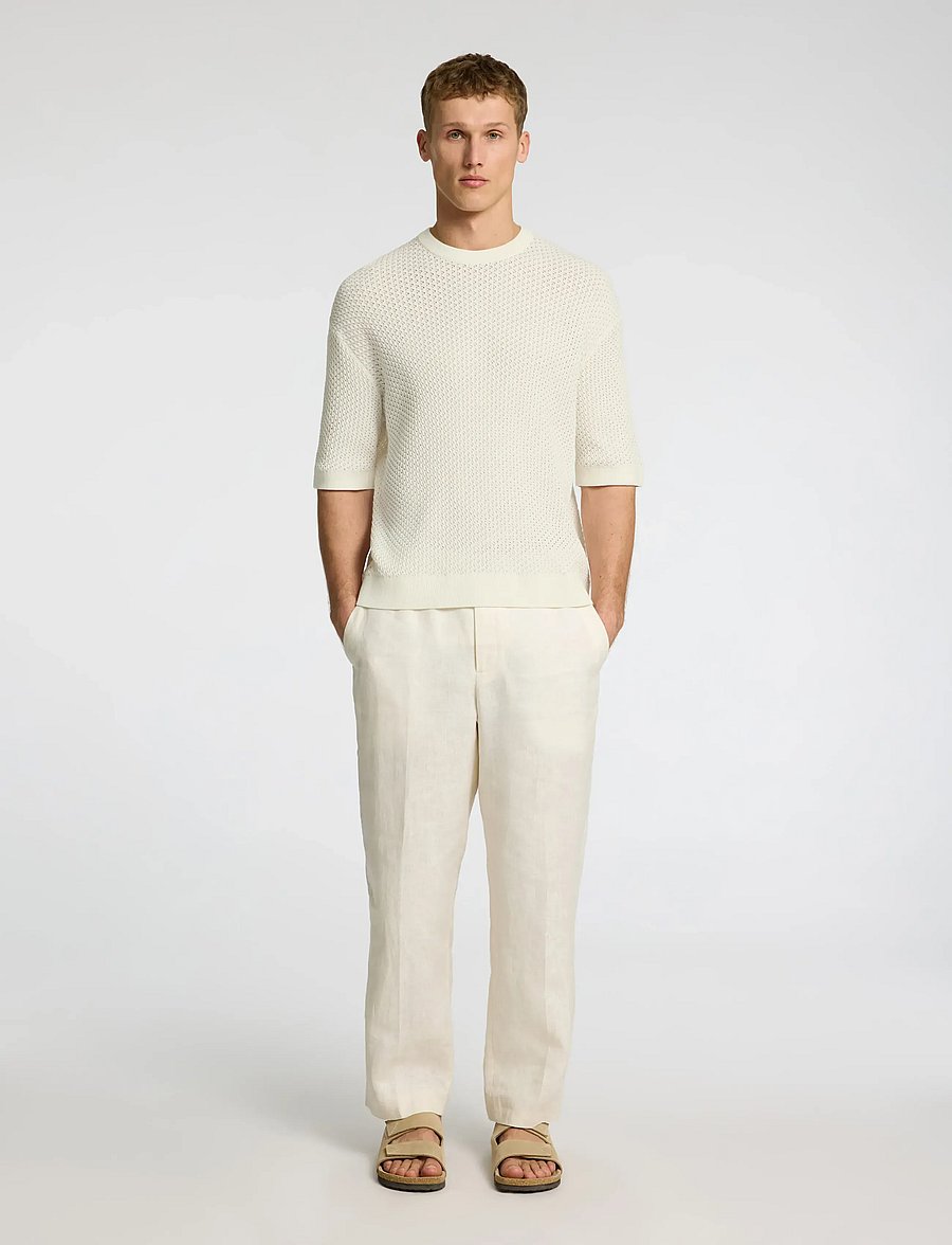 Selected - SLHCOLTON SS KNIT STRUCTURE TEE - rundhalsad - egret - 3