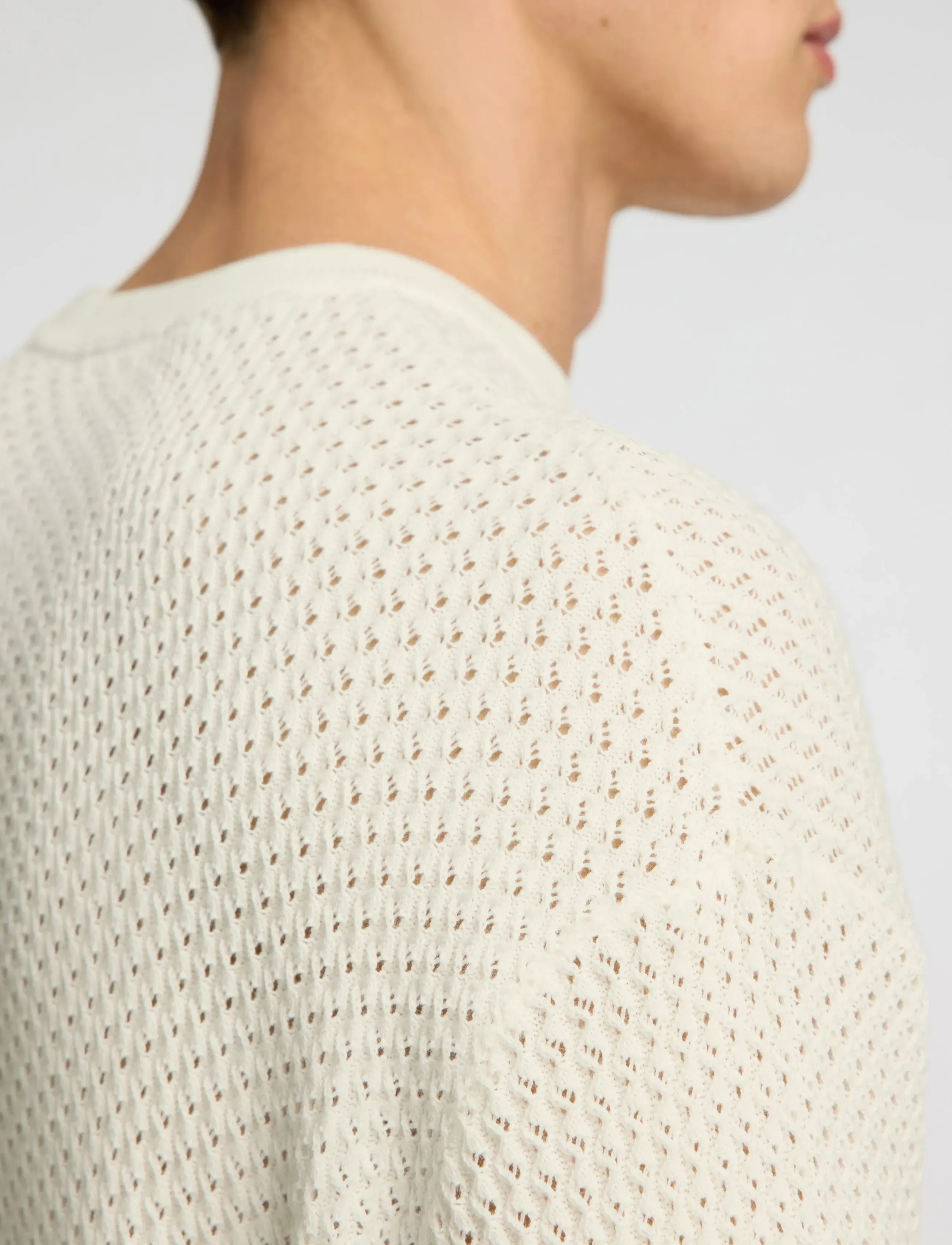 Selected - SLHCOLTON SS KNIT STRUCTURE TEE - rundhals - egret - 5