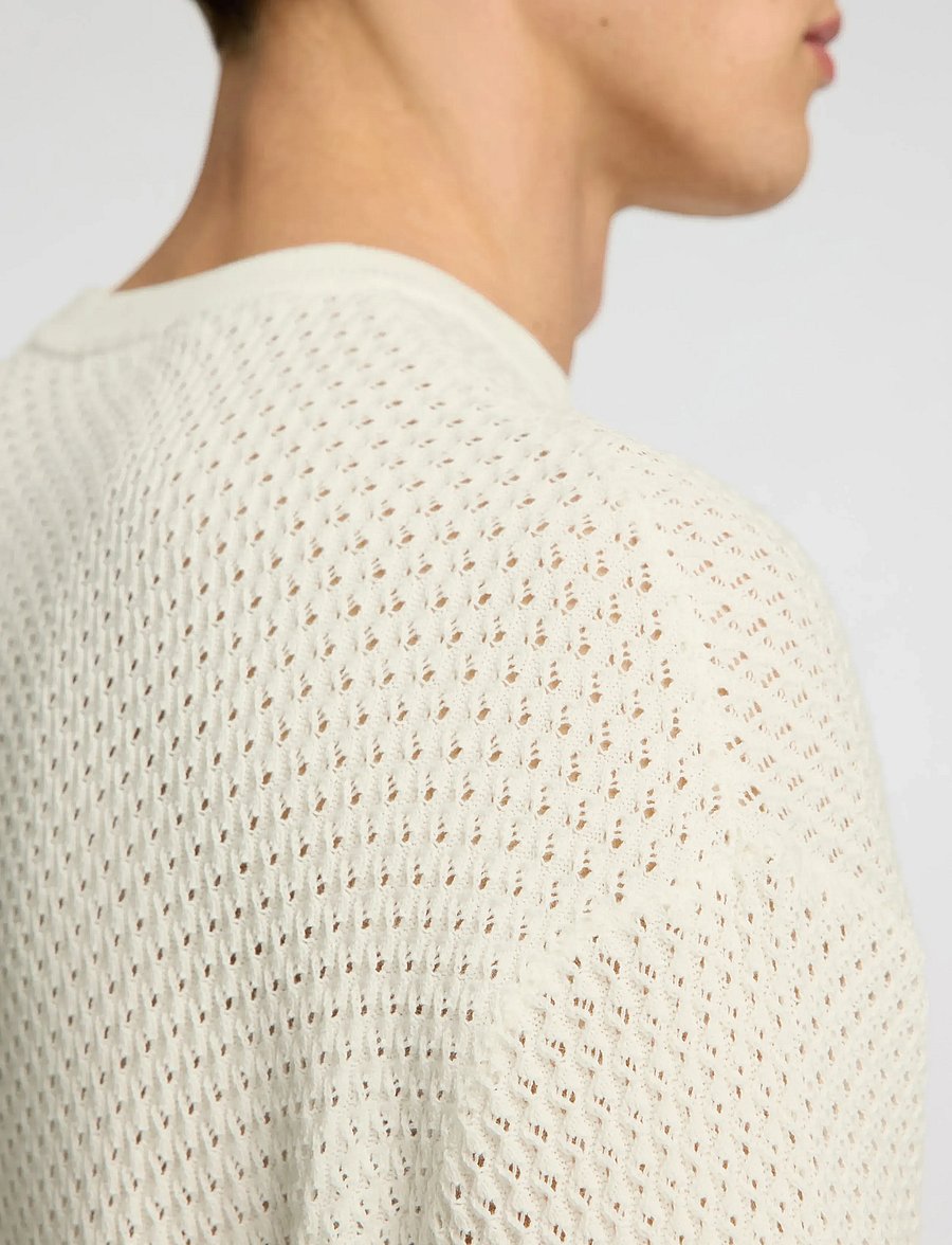 Selected - SLHCOLTON SS KNIT STRUCTURE TEE - rundhalsad - egret - 5