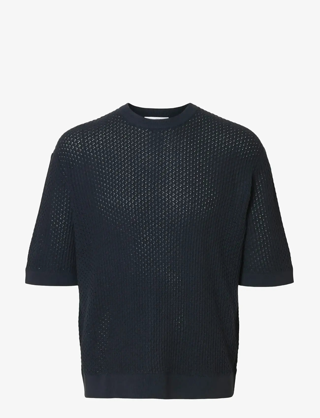 Selected - SLHCOLTON SS KNIT STRUCTURE TEE - rund hals - outer space - 1
