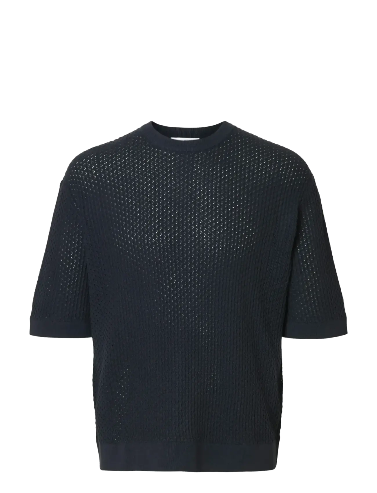 Selected SLHCOLTON SS KNIT STRUCTURE TEE - Strickmode - OUTER SPACE / navy