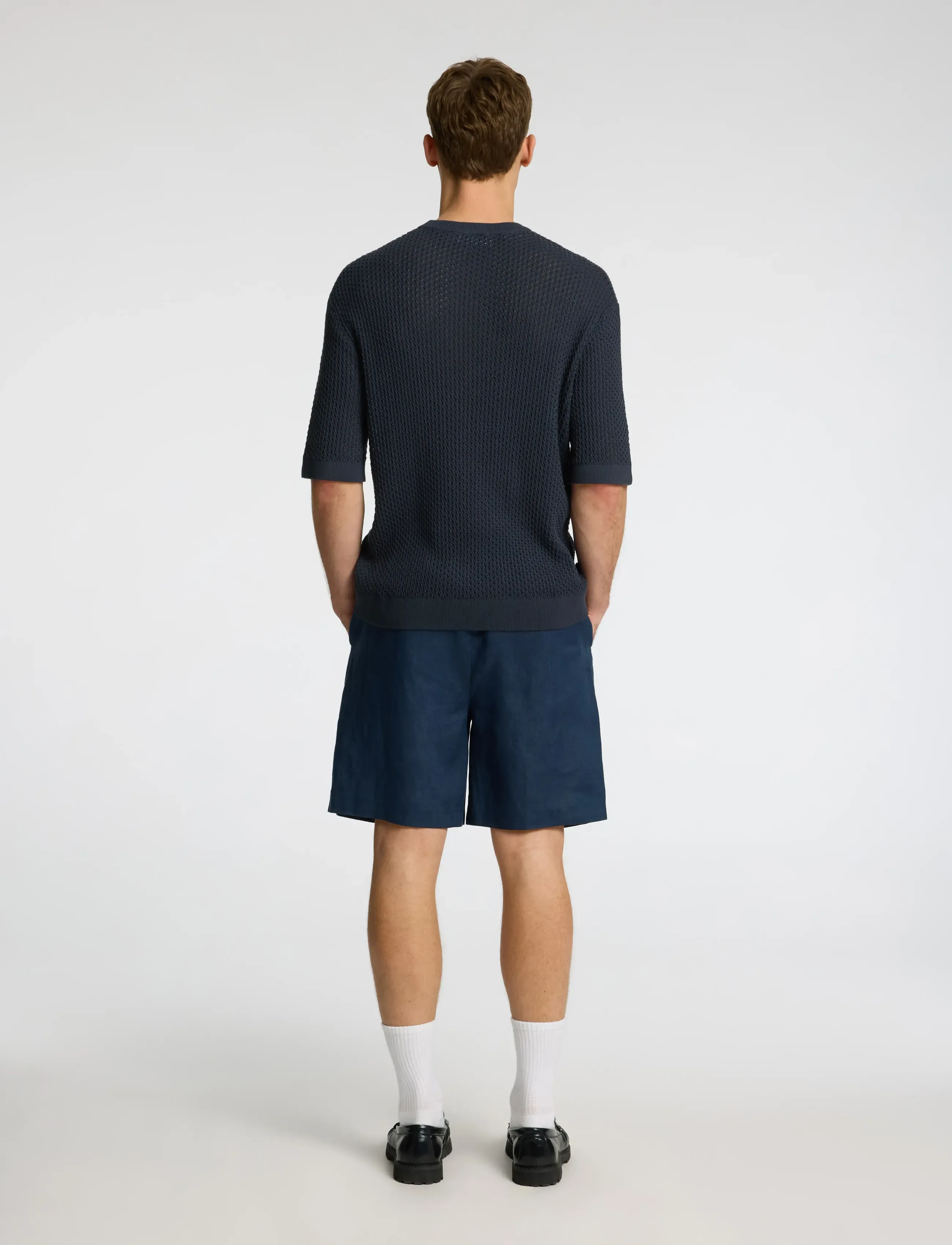Selected - SLHCOLTON SS KNIT STRUCTURE TEE - strik - outer space - 2